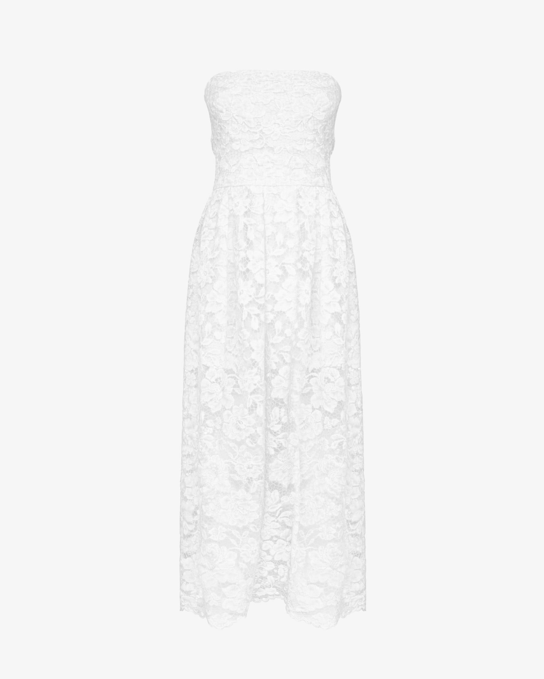 Abito bustier in pizzo floreale