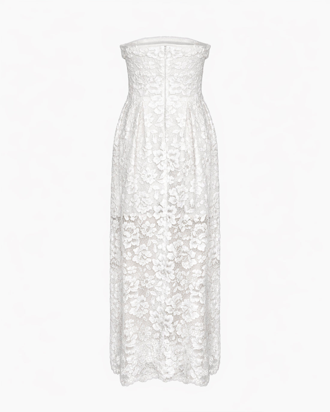 Abito bustier in pizzo floreale