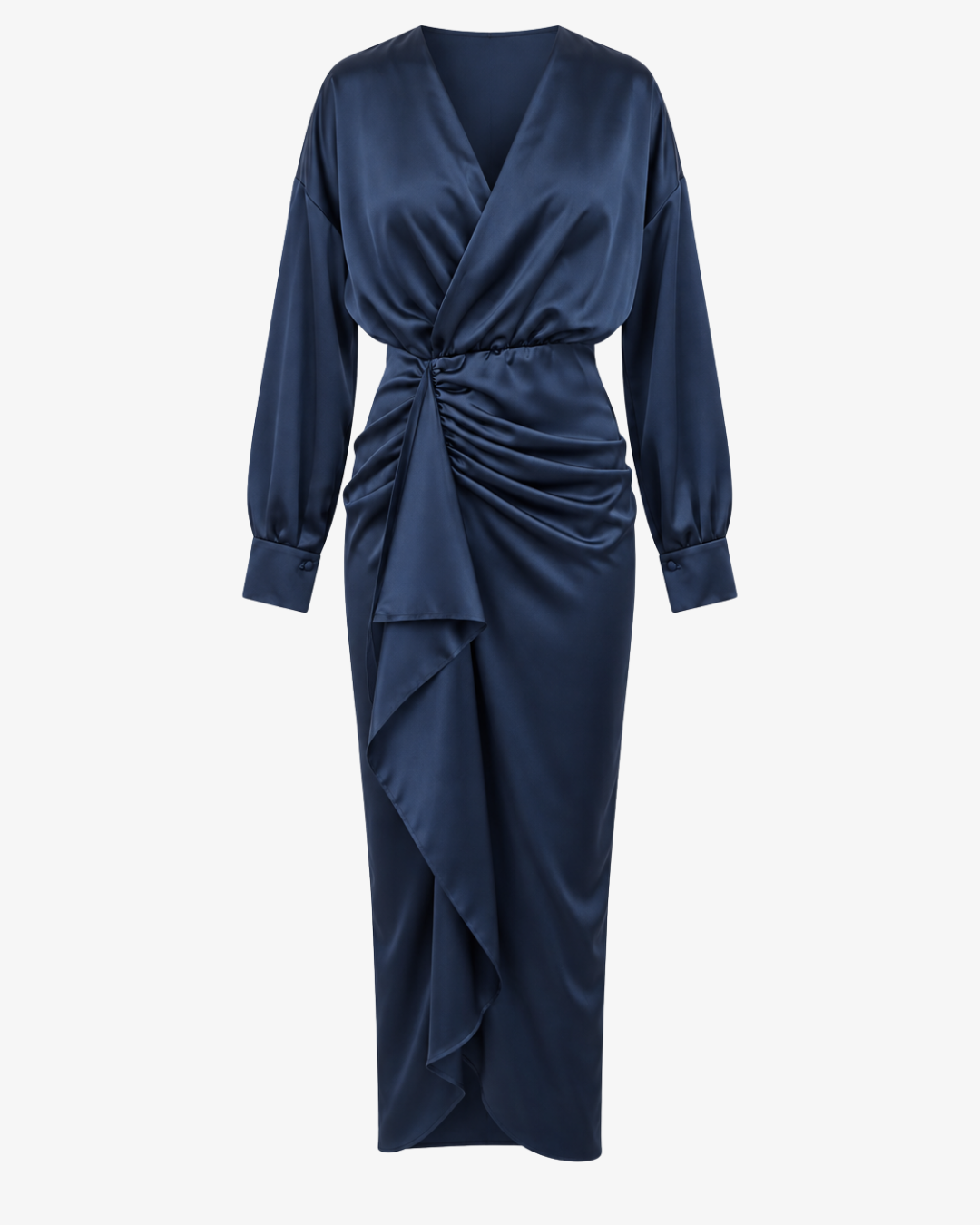 Abito midi drappeggiato in raso