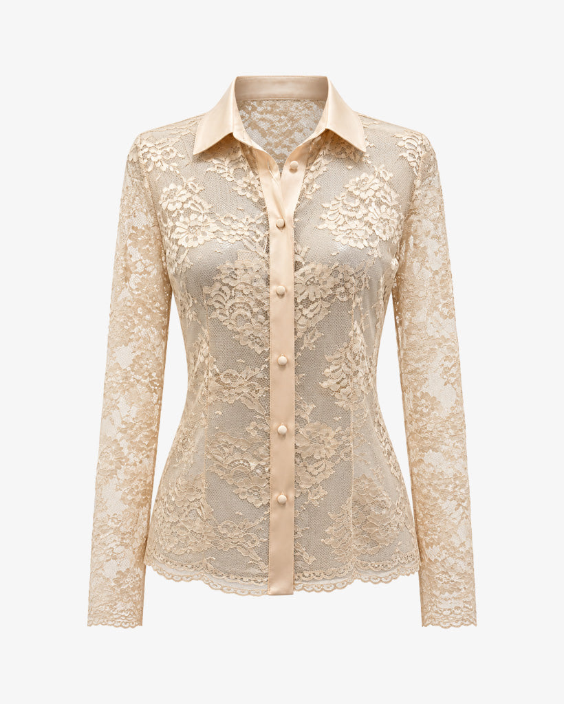 Camicia in pizzo a maniche lunghe