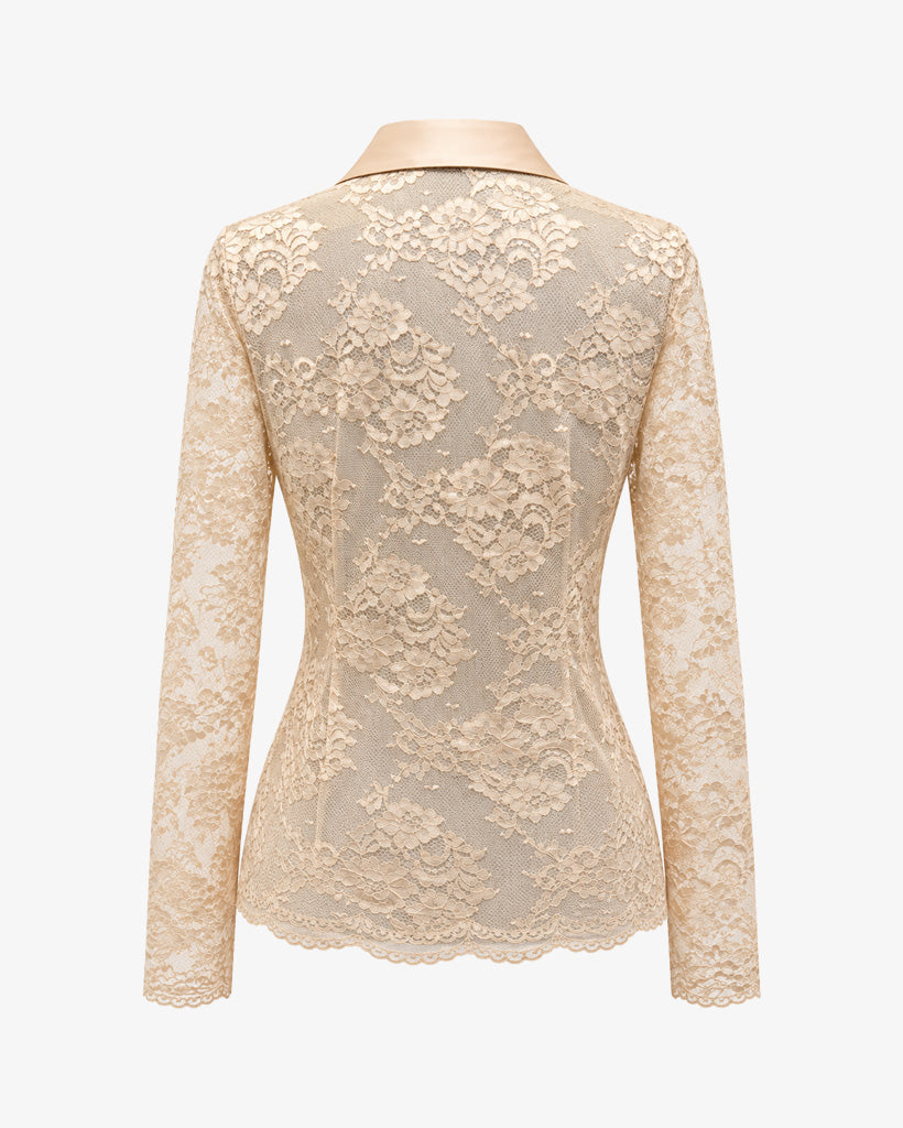 Camicia in pizzo a maniche lunghe