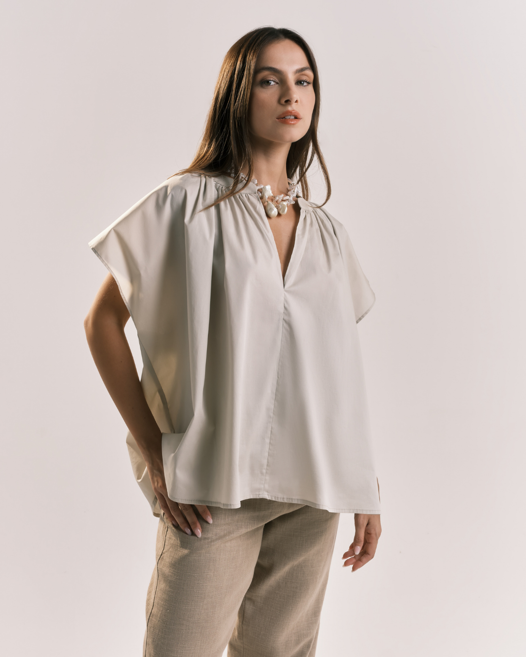 Blusa con arricciature
