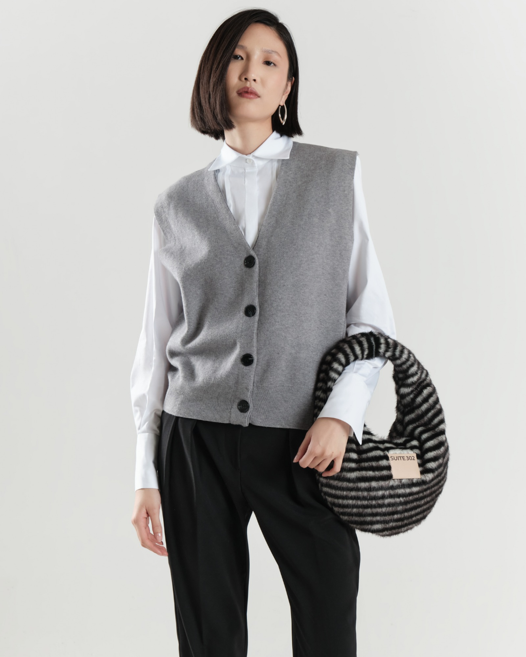 Camicia con plissettatura a maniche lunghe in popeline