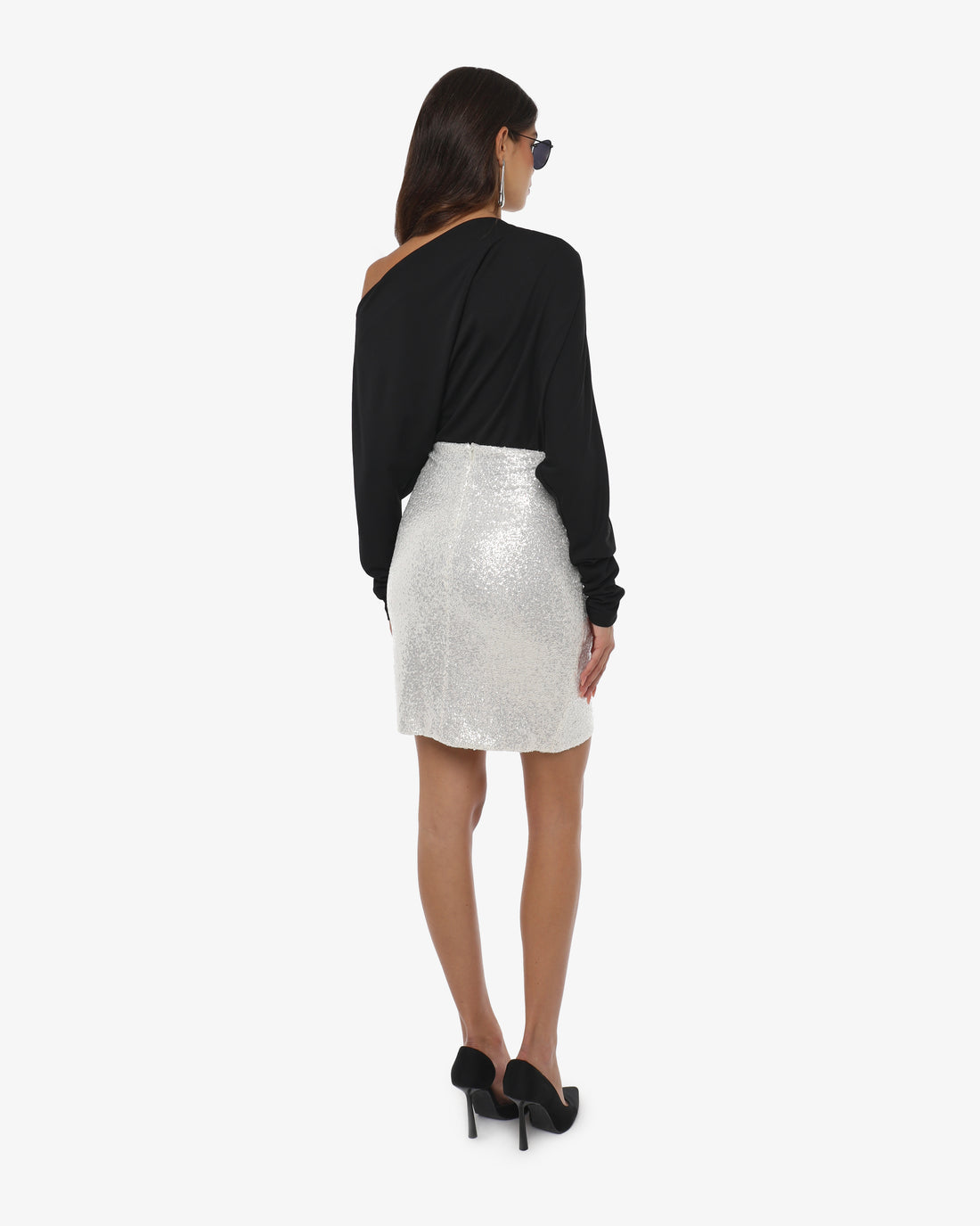 Gonna mini drappeggiata in paillettes