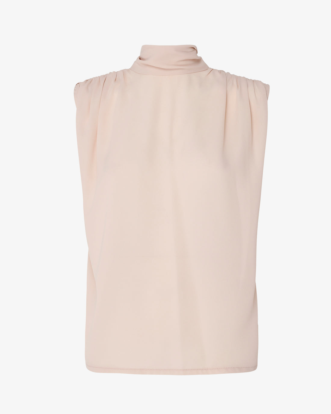 Blusa collo alto senza maniche in georgette