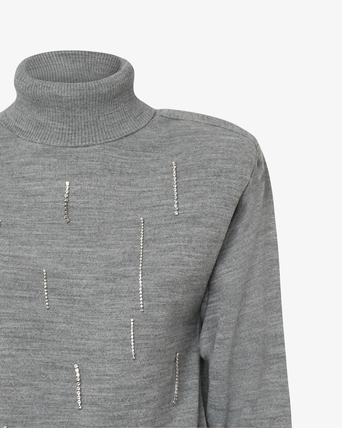 Maglia con collo alto e manica corta con applicazione gioiello
