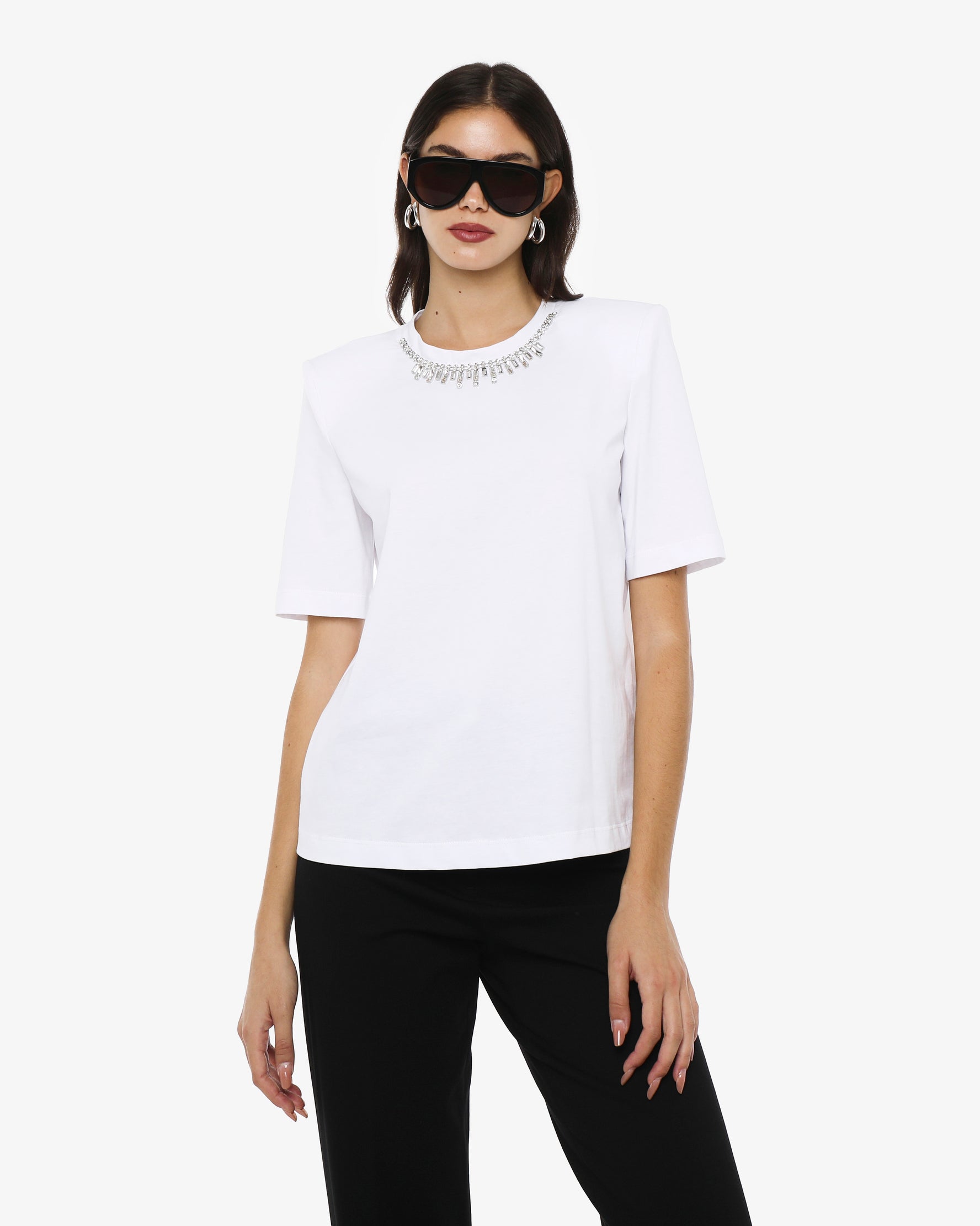 T-shirt in cotone con applicazione gioiello