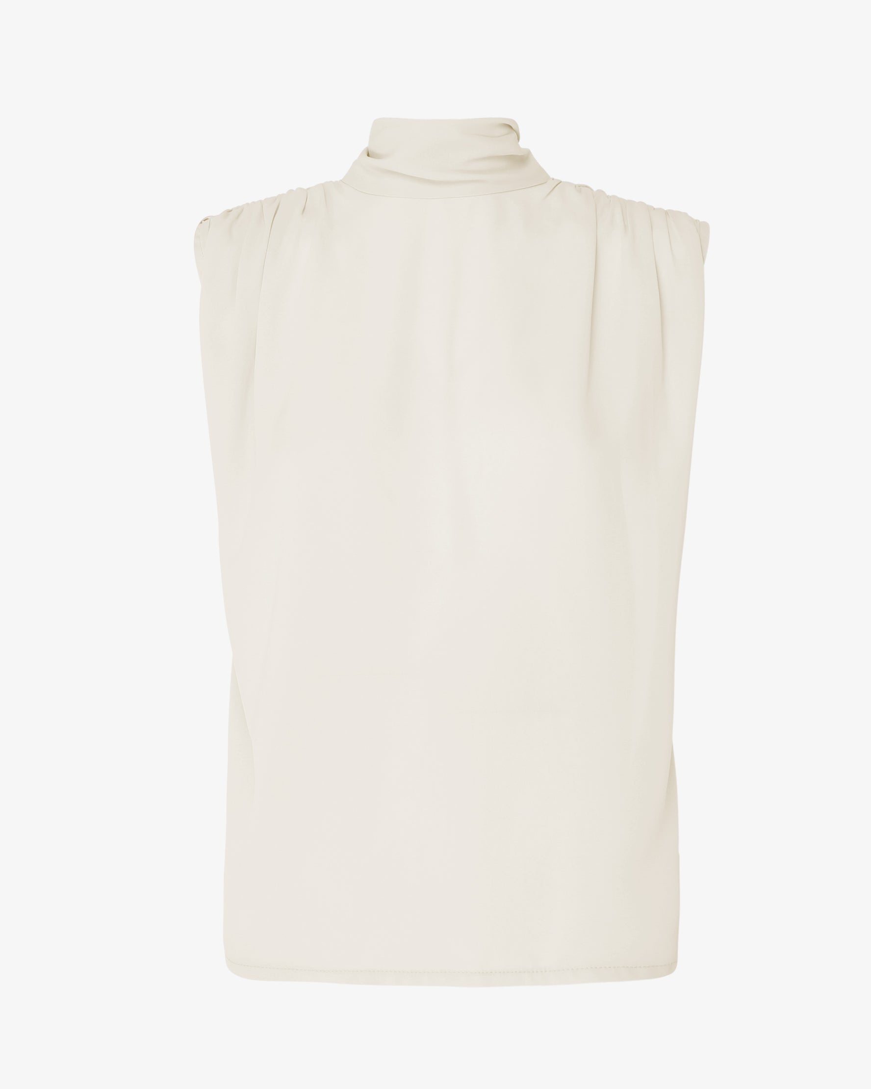 Blusa collo alto senza maniche in georgette