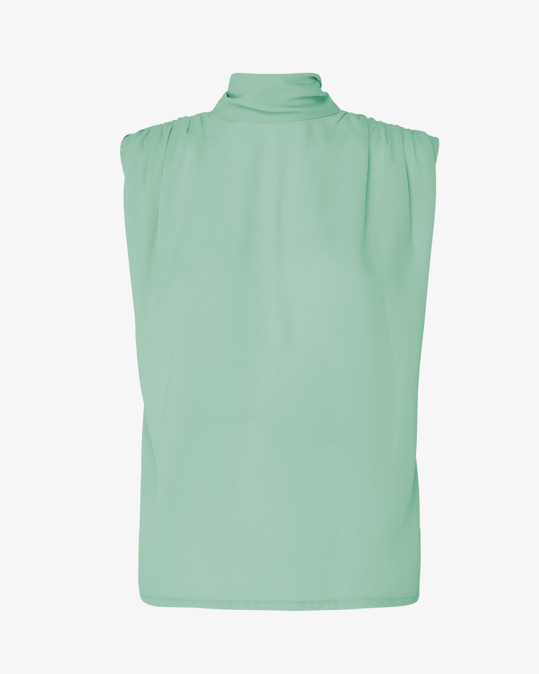 Blusa collo alto senza maniche in georgette