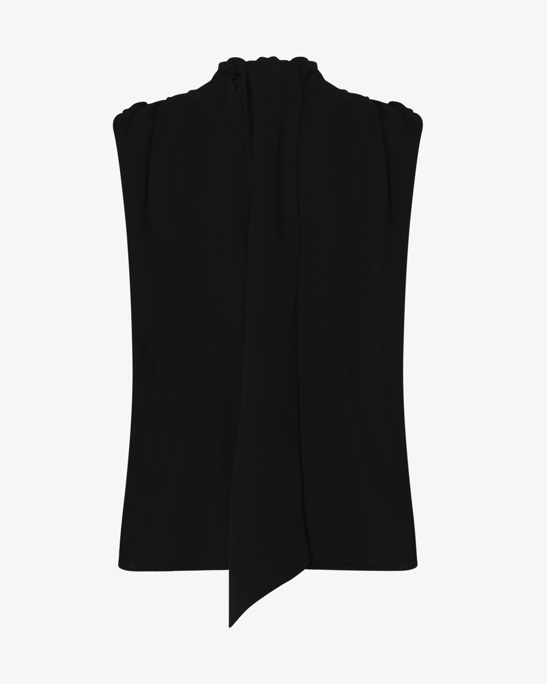 Blusa collo alto senza maniche in georgette