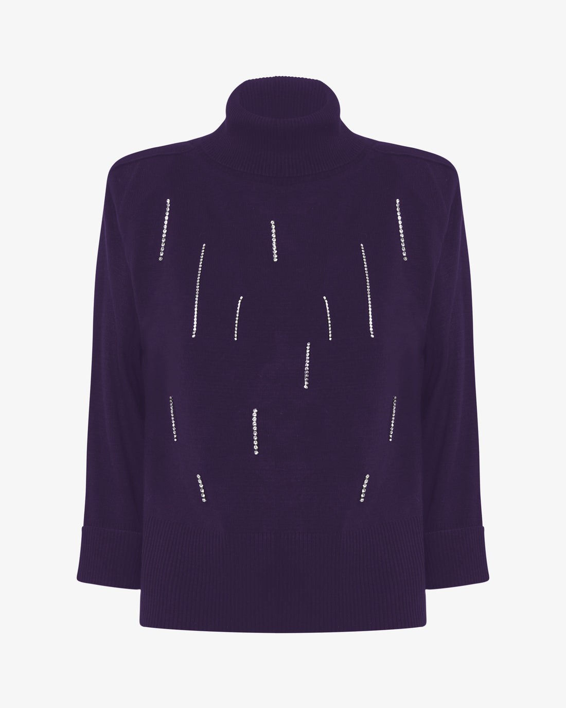 Maglia con collo alto e manica corta con applicazione gioiello