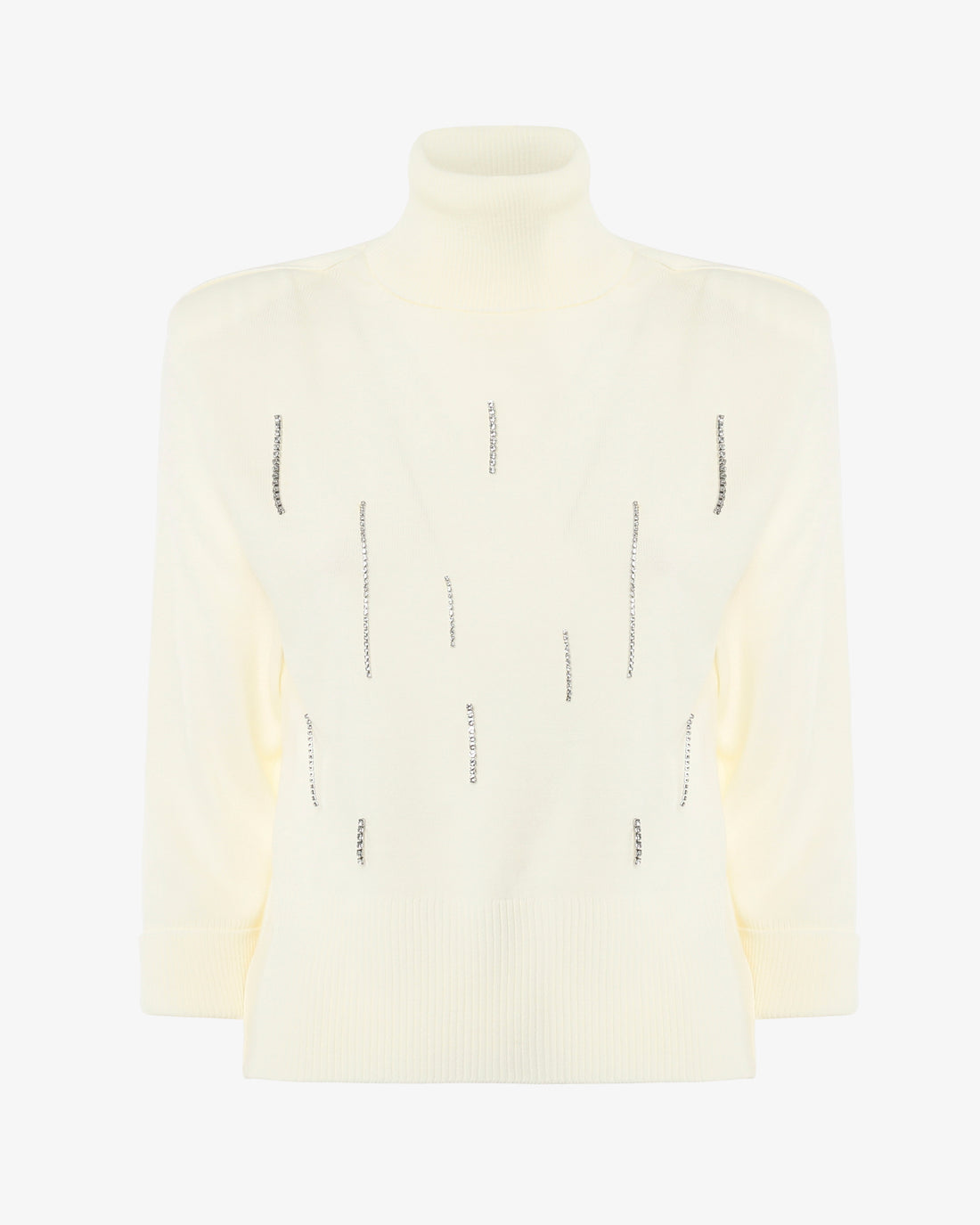Maglia con collo alto e manica corta con applicazione gioiello