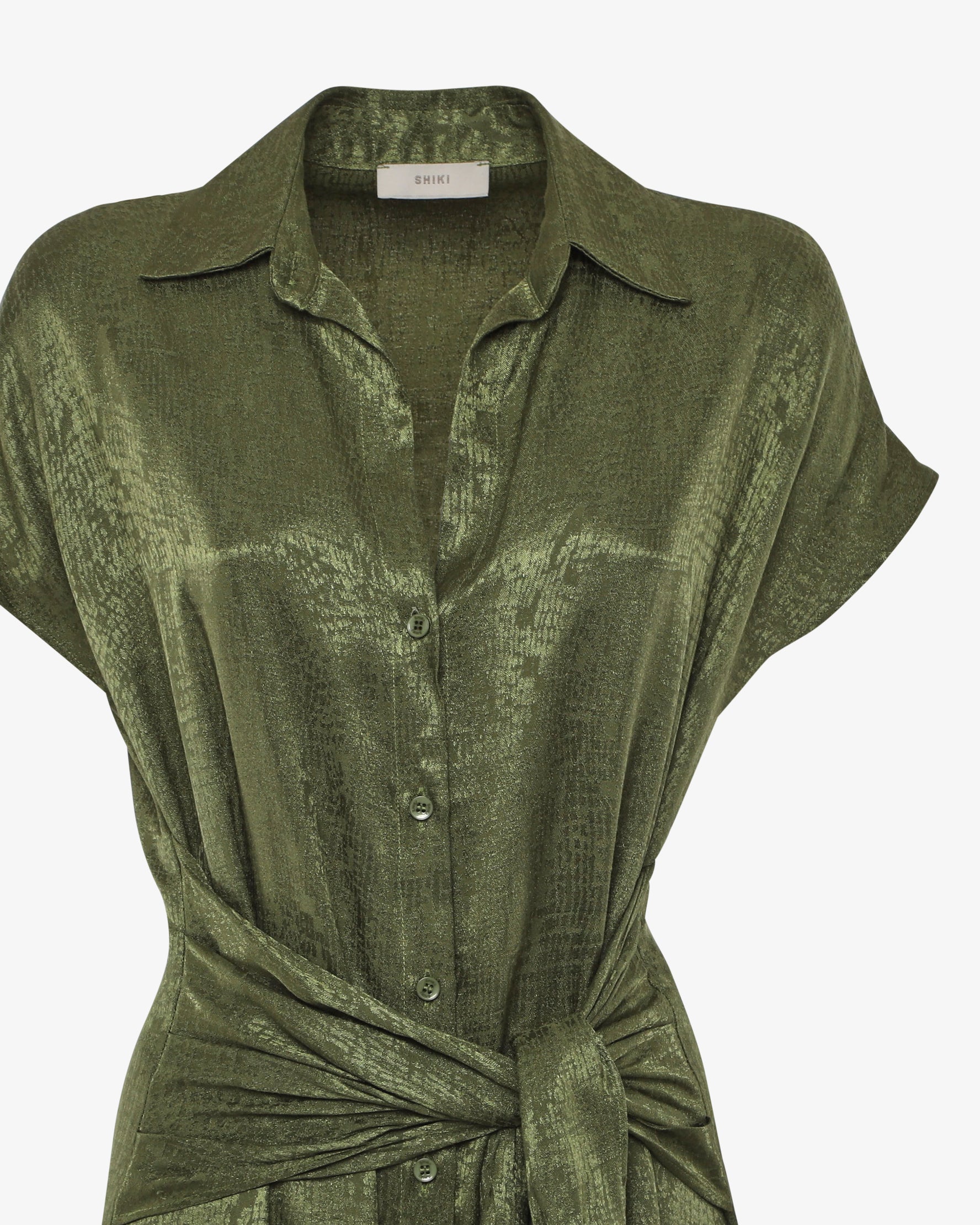 Abito chemisier con cintura in jacquard