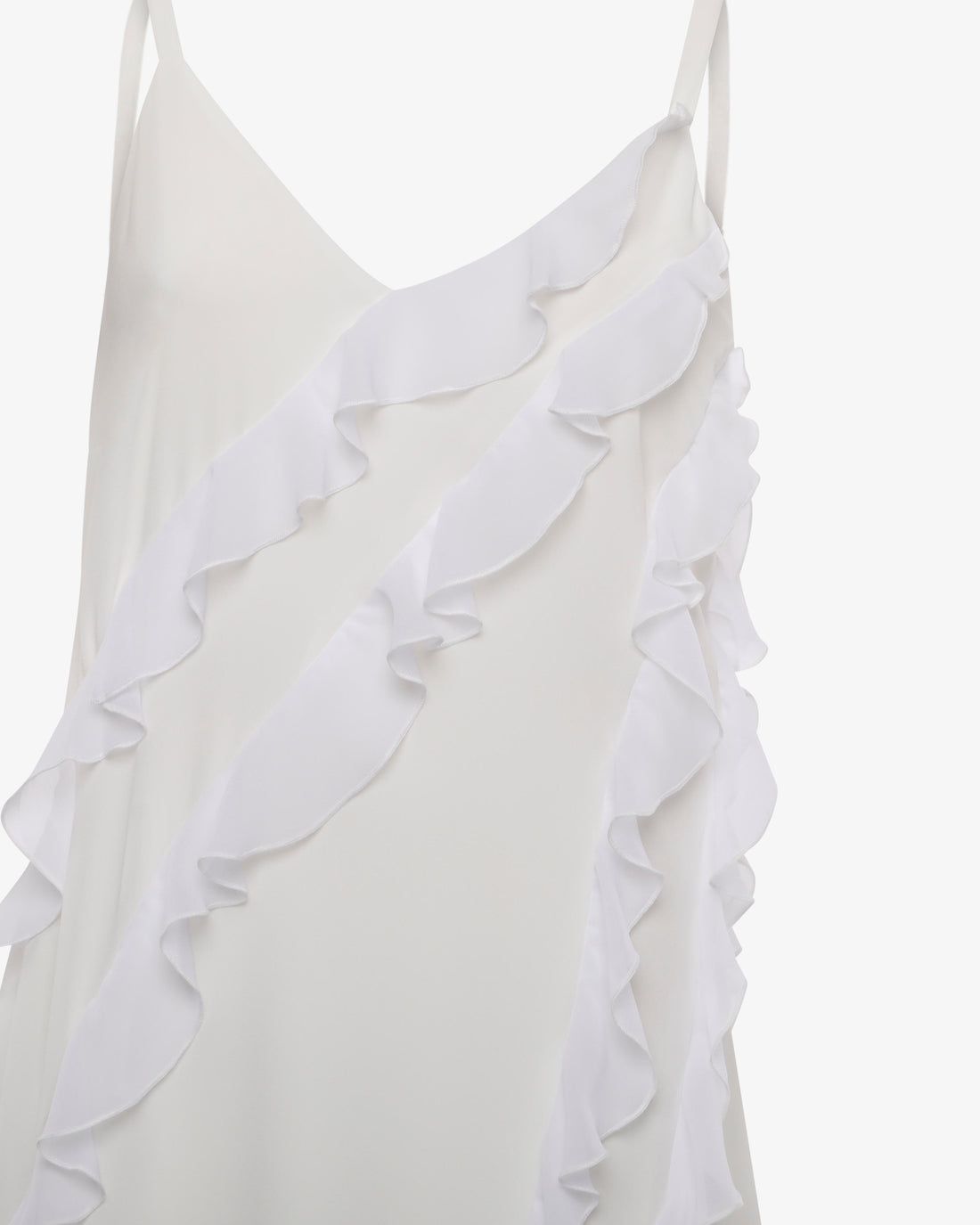 Abito mini con volant e spalline sottili in georgette