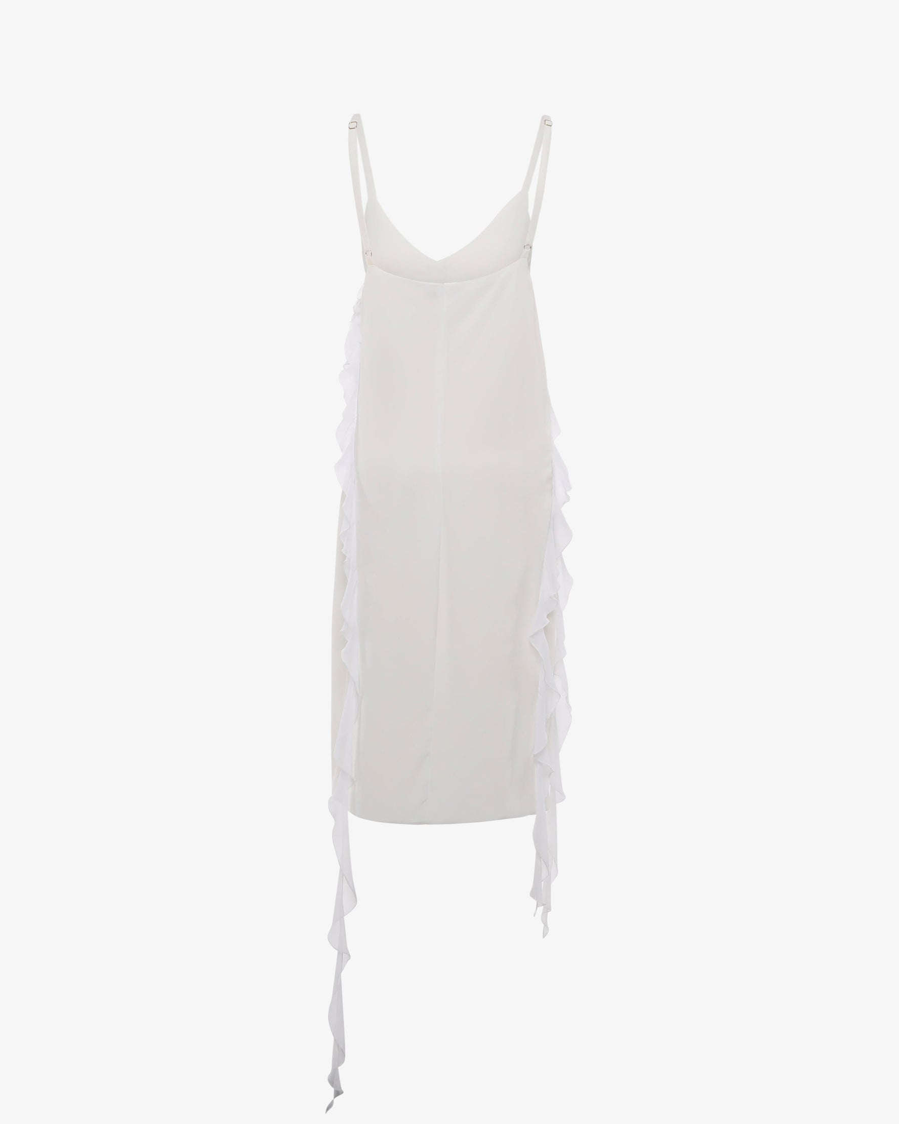 Abito mini con volant e spalline sottili in georgette