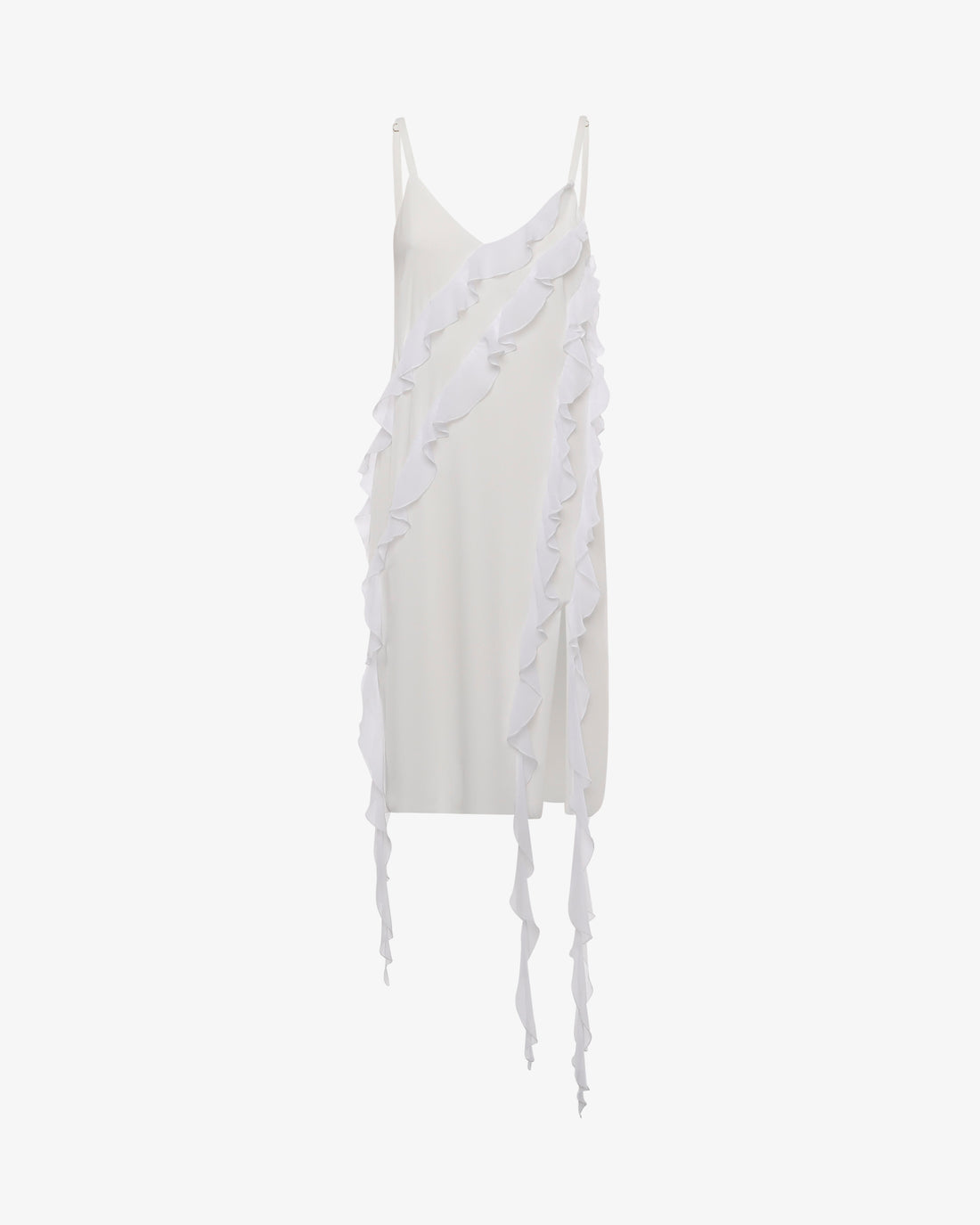 Abito mini con volant e spalline sottili in georgette