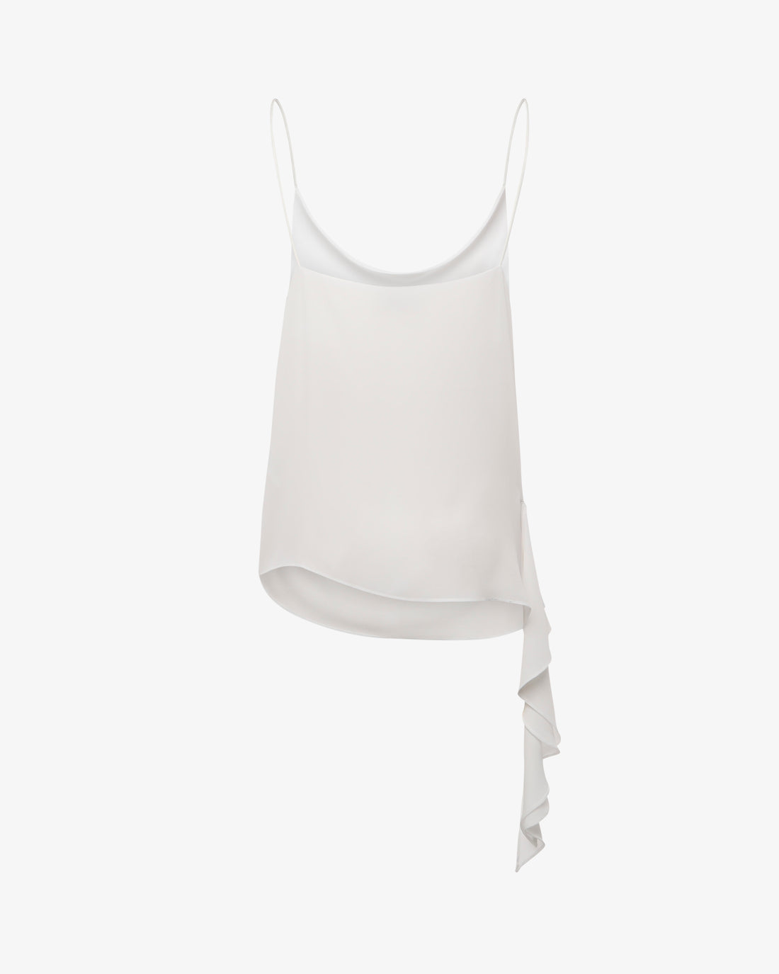 Top con spalline sottili e volant in georgette