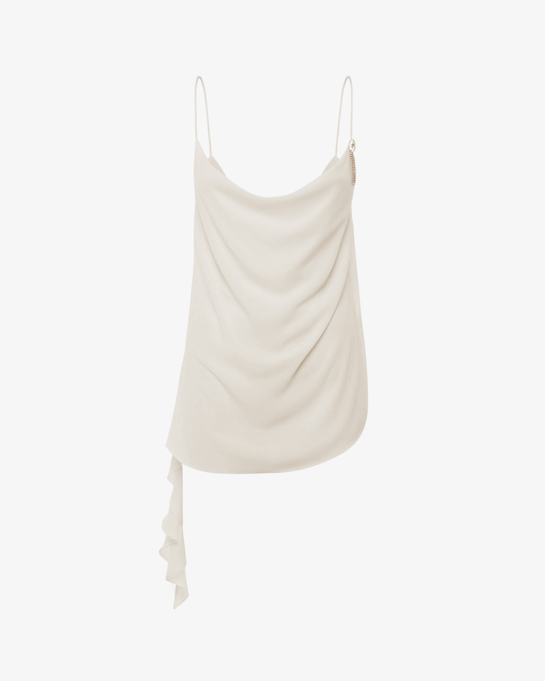 Top con spalline sottili e volant in georgette