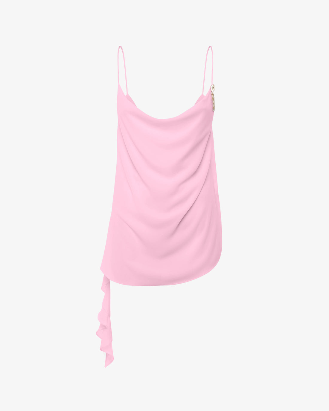 Top con spalline sottili e volant in georgette
