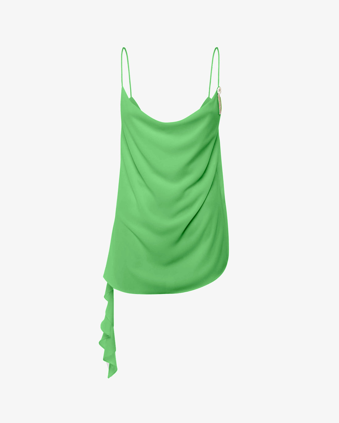 Top con spalline sottili e volant in georgette