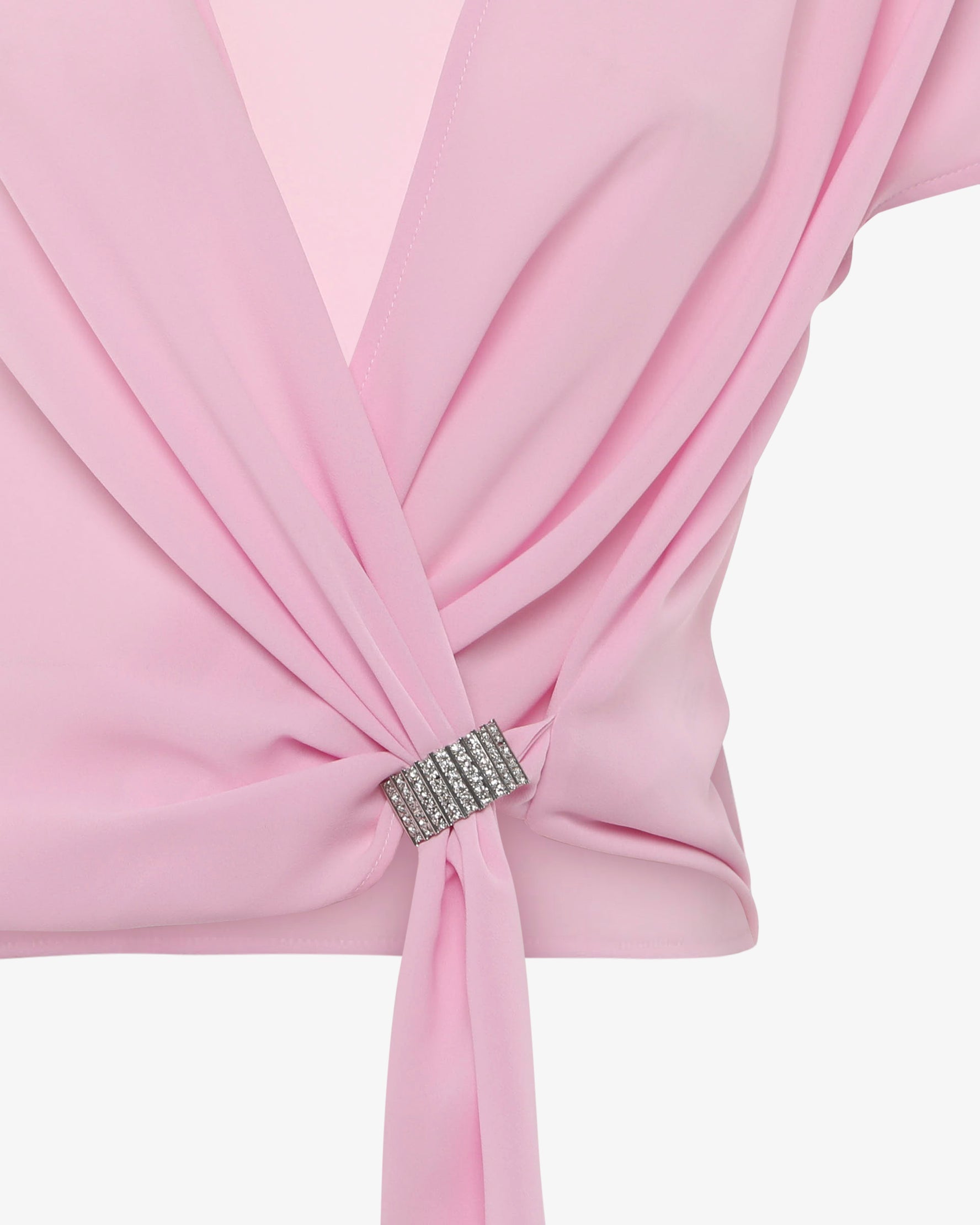 Blusa a portafoglio in georgette con accessorio gioiello