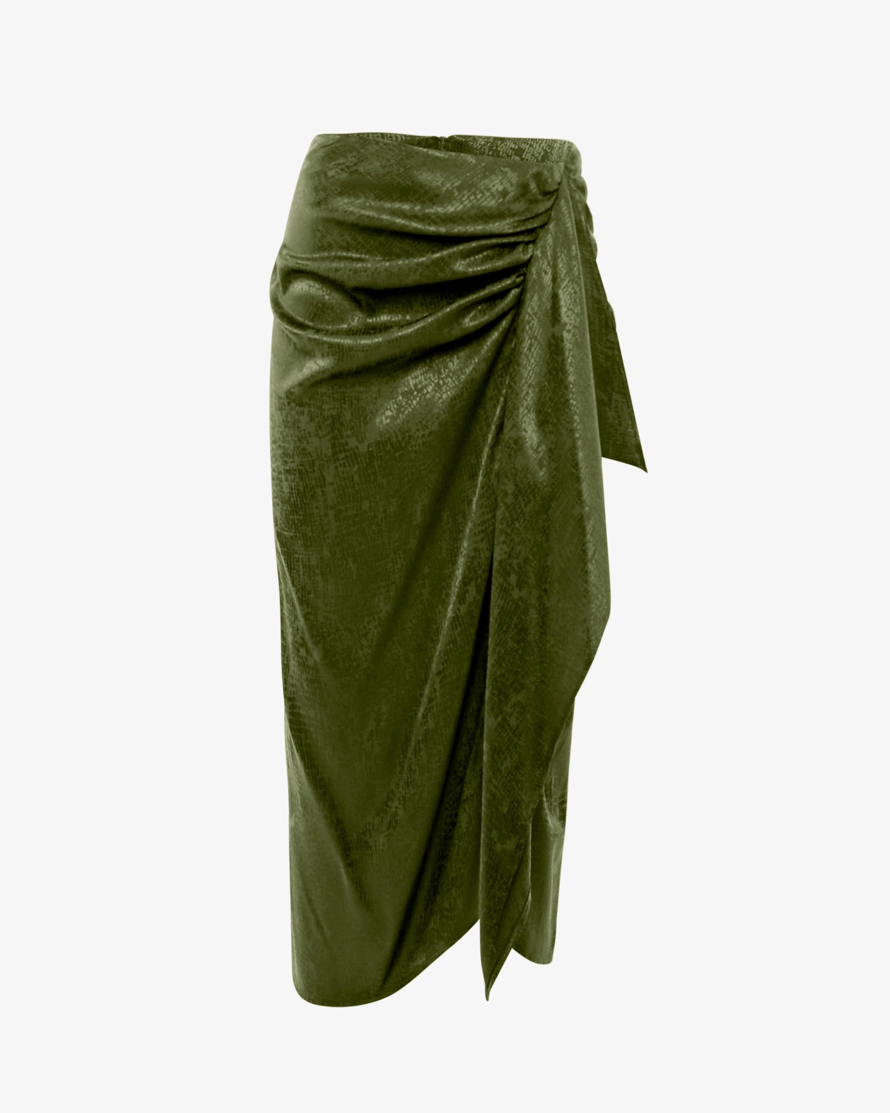 Gonna drappeggiata midi in tessuto jacquard