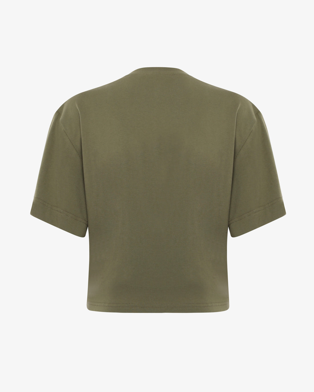 T-shirt cropped in cotone con dettaglio gioiello