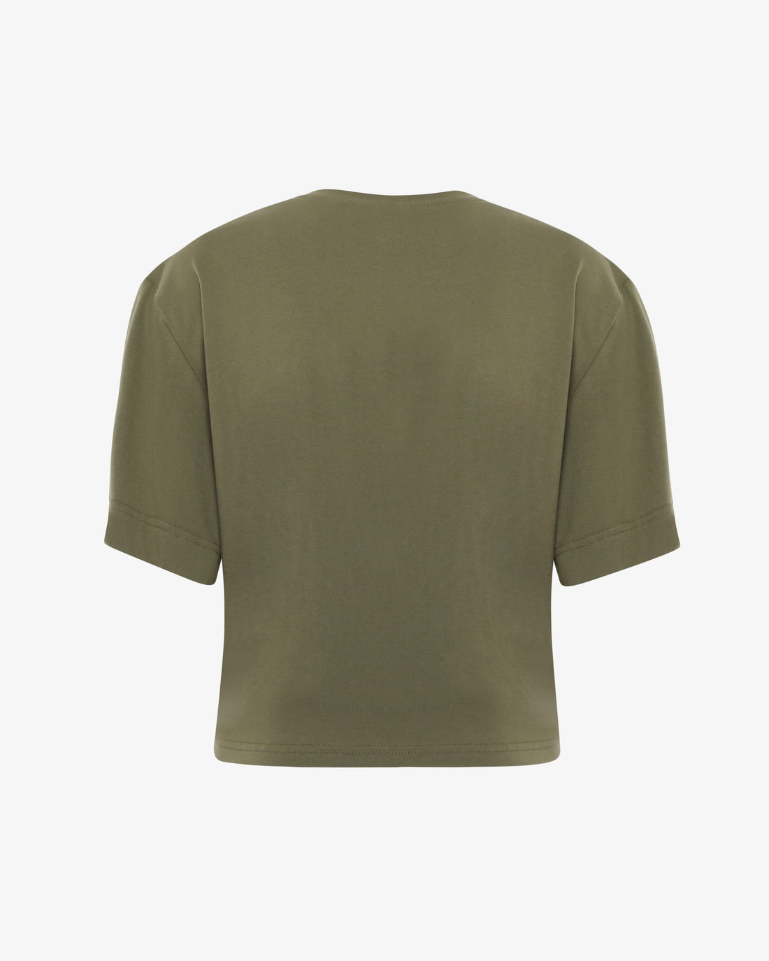 T-shirt cropped in cotone con dettaglio gioiello