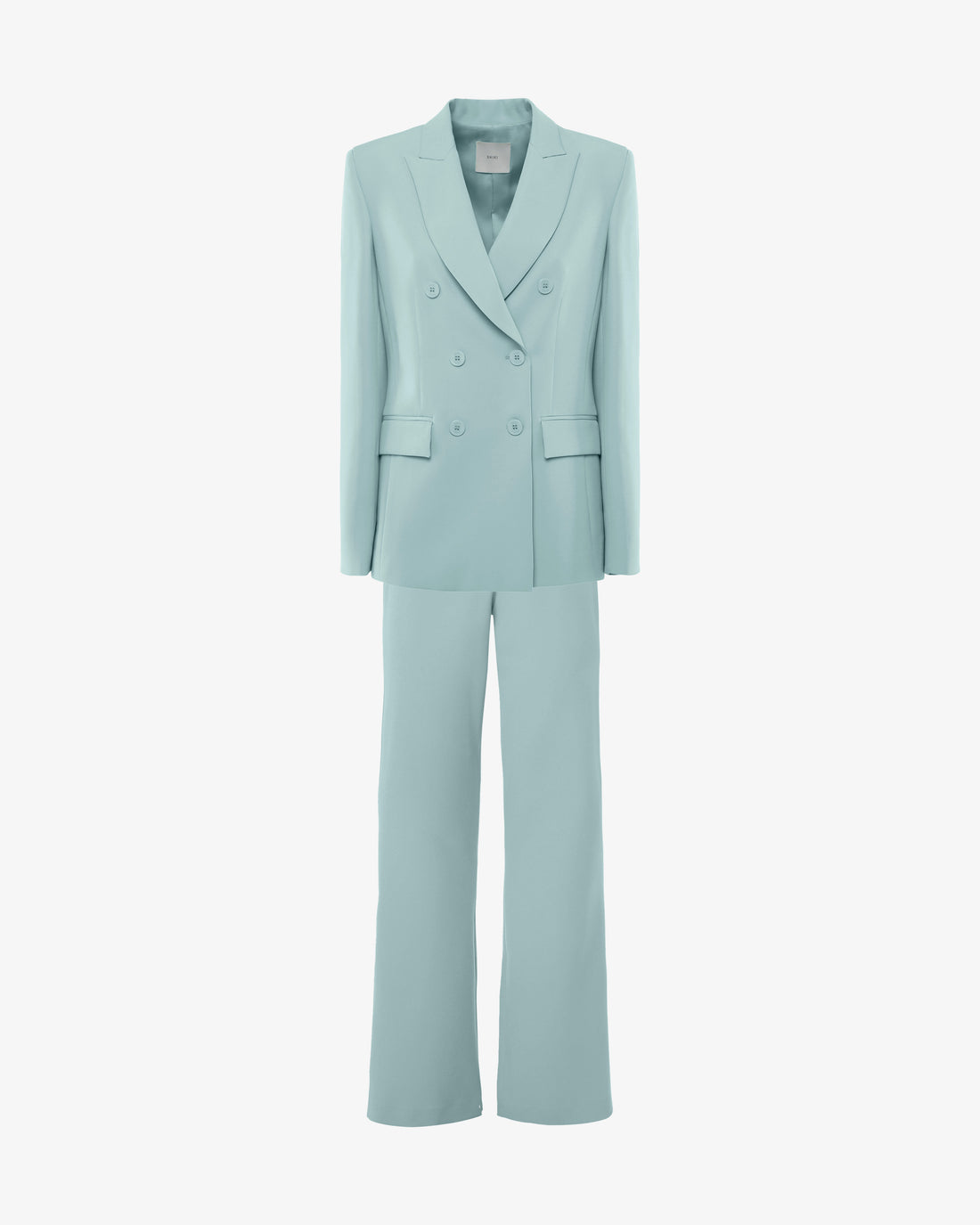 Tailleur con giacca doppiopetto e pantaloni a gamba dritta