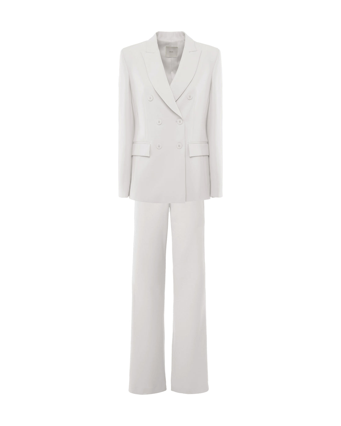 Tailleur con giacca doppiopetto e pantaloni a gamba dritta