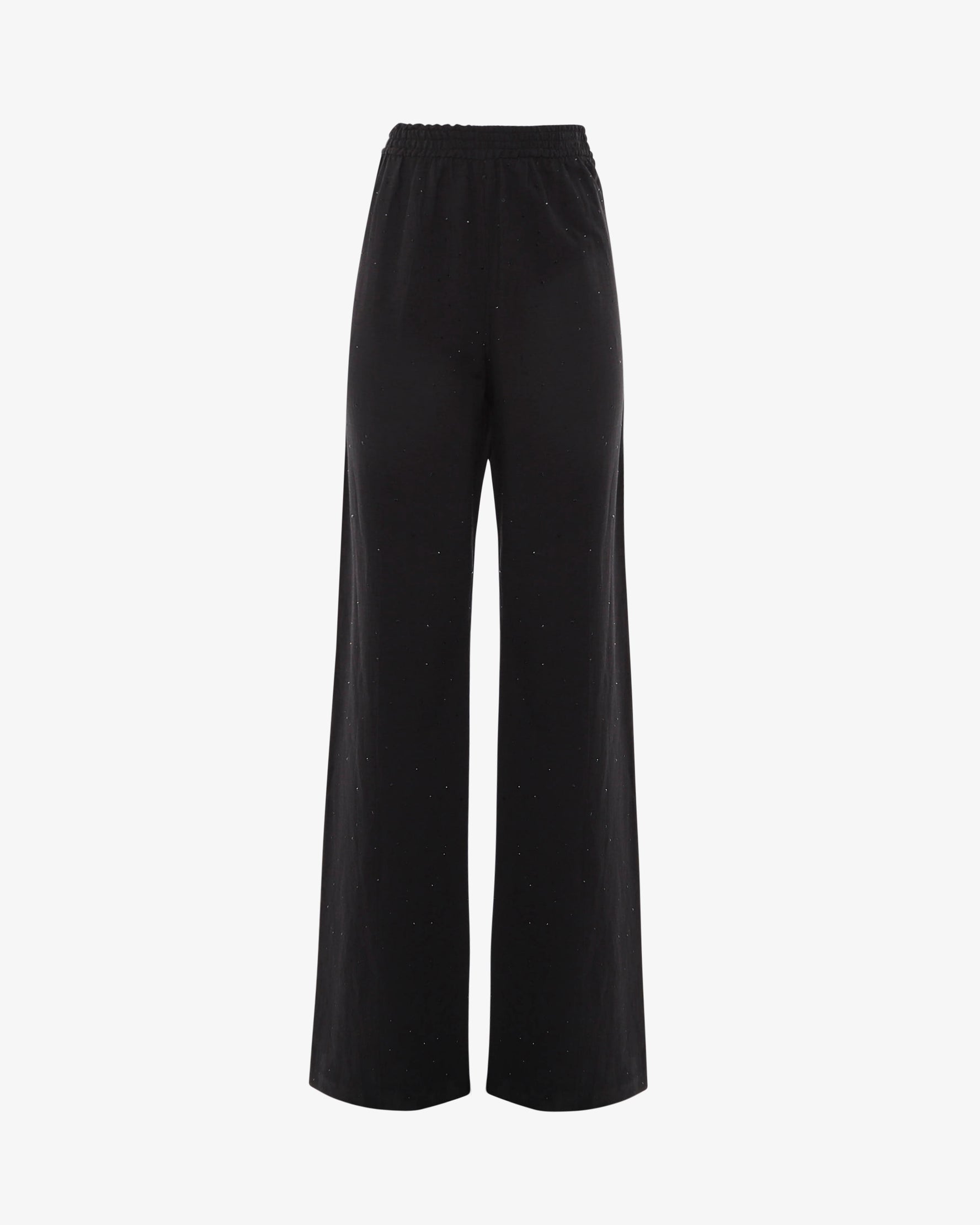 Pantaloni ampi in viscosa con coulisse e strass