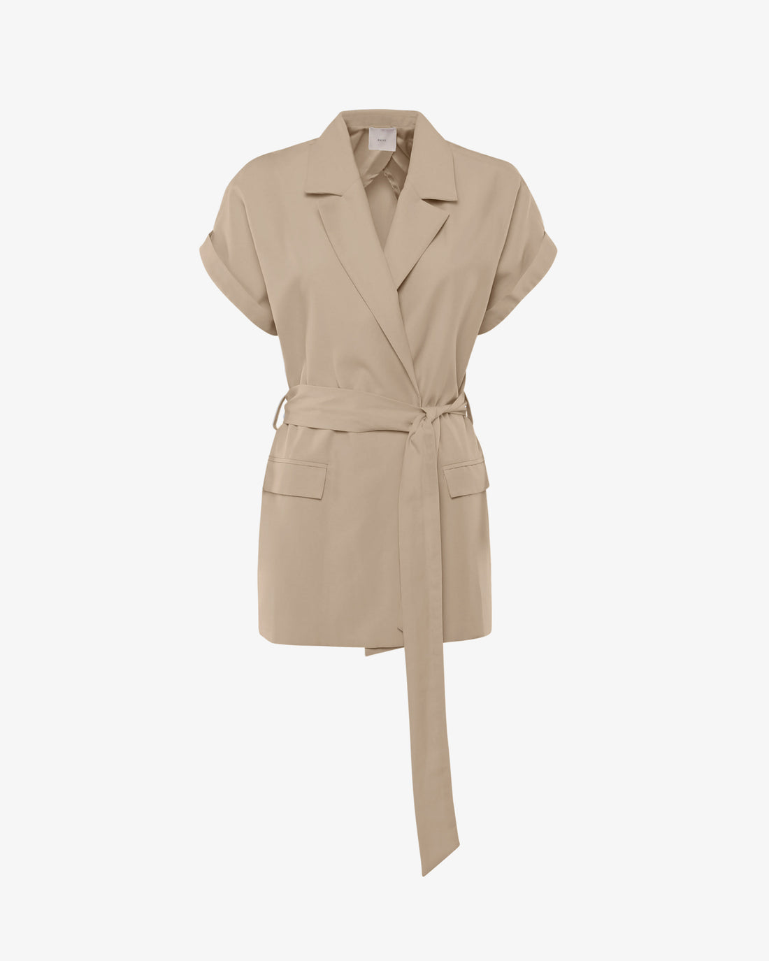 Gilet con cintura e tasche in misto lino