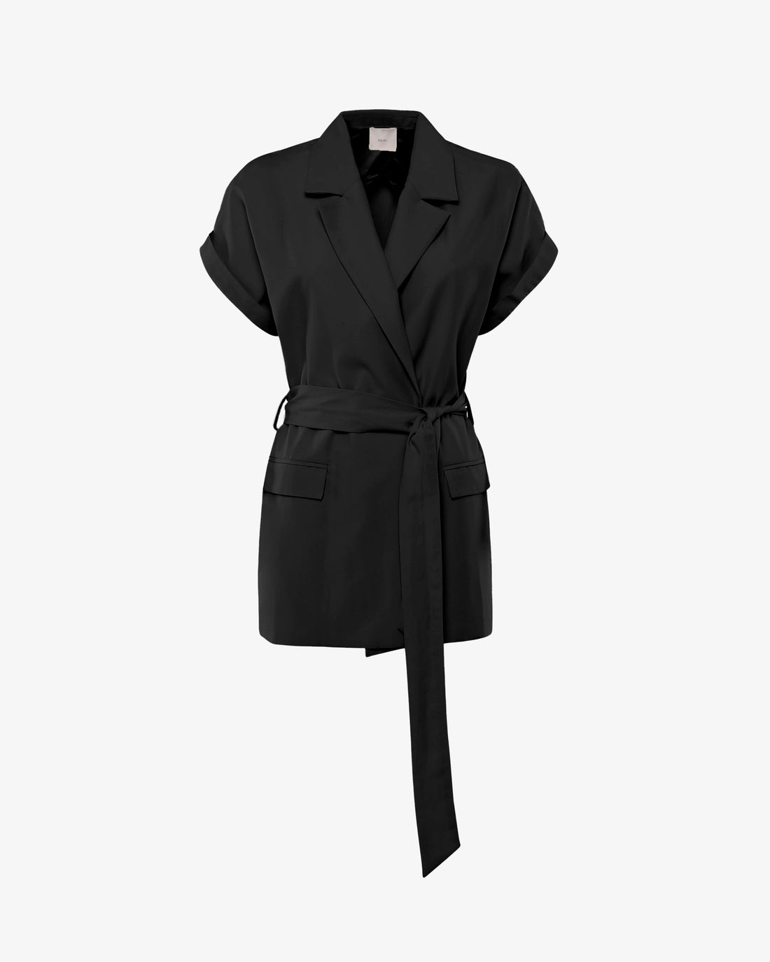 Gilet con cintura e tasche in misto lino