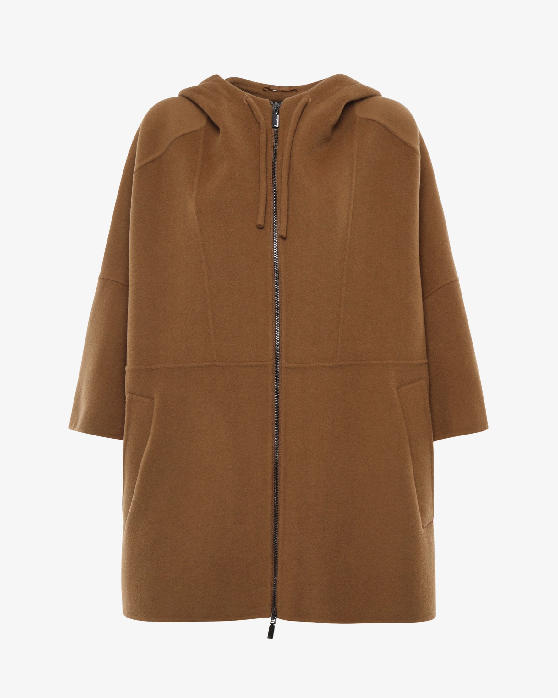 Cappotto in panno con cappuccio e zip