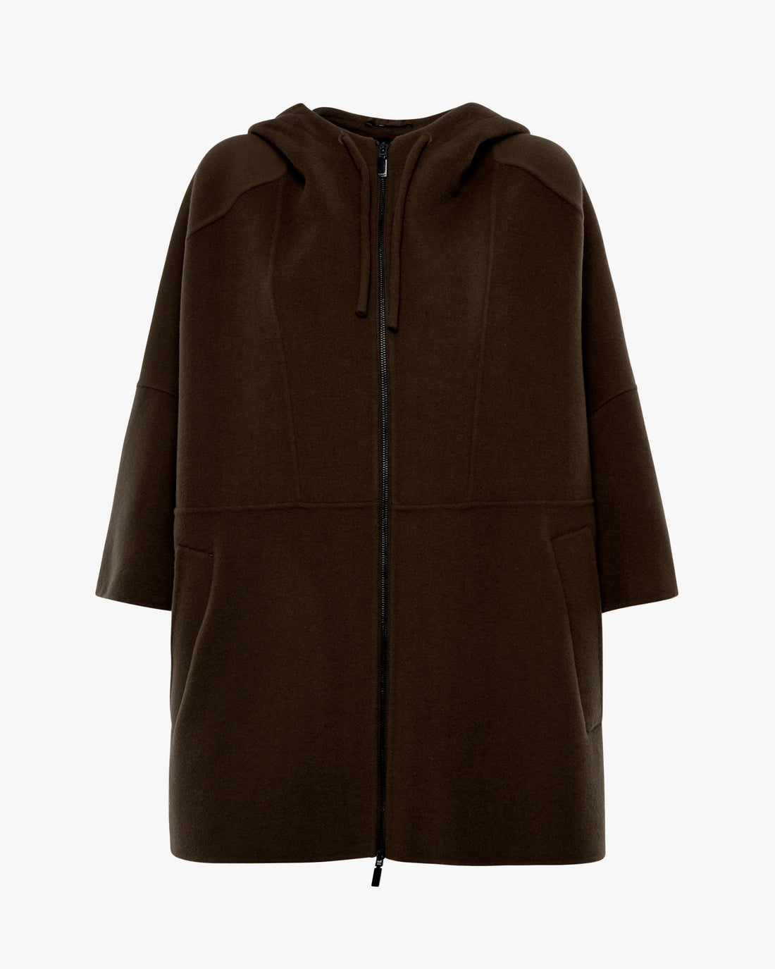 Cappotto in panno con cappuccio e zip