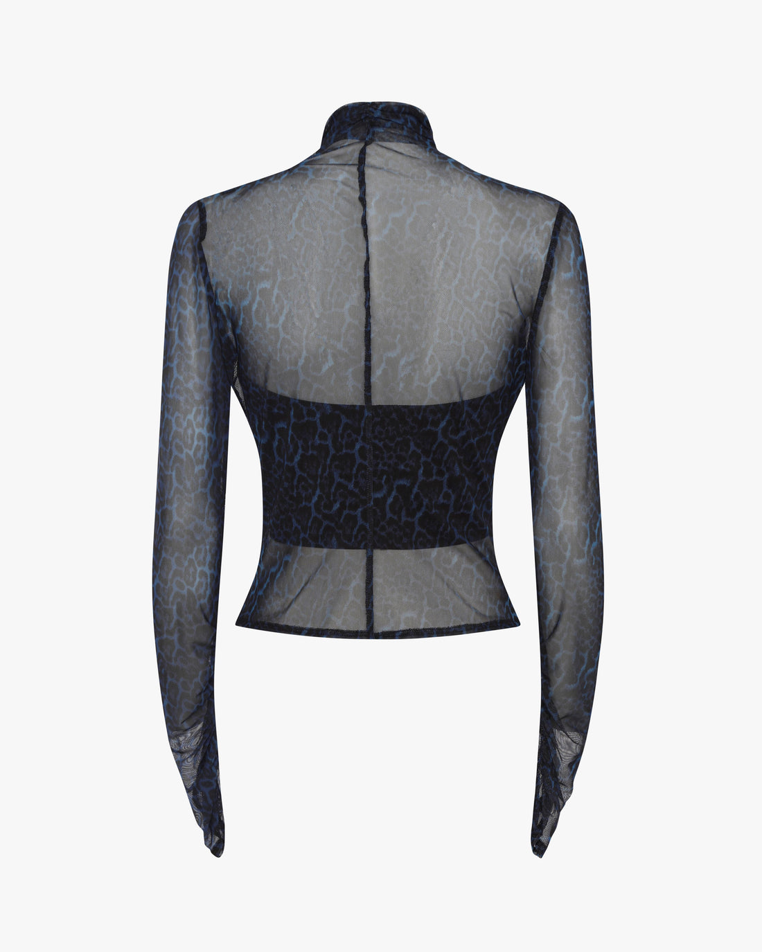 Top a collo alto in rete animalier