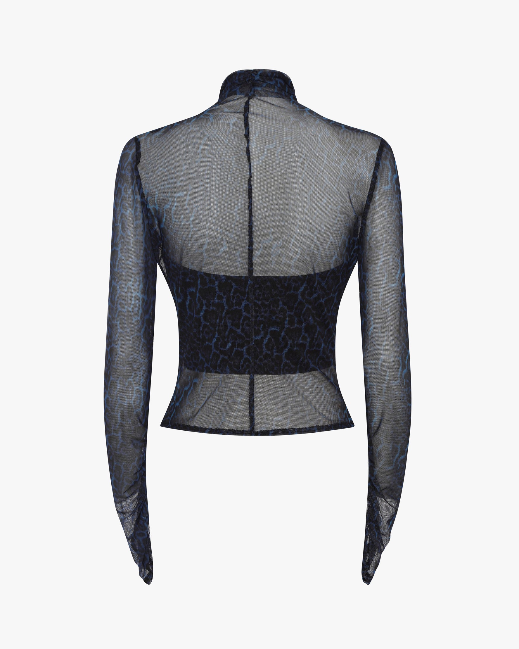 Top a collo alto in rete animalier