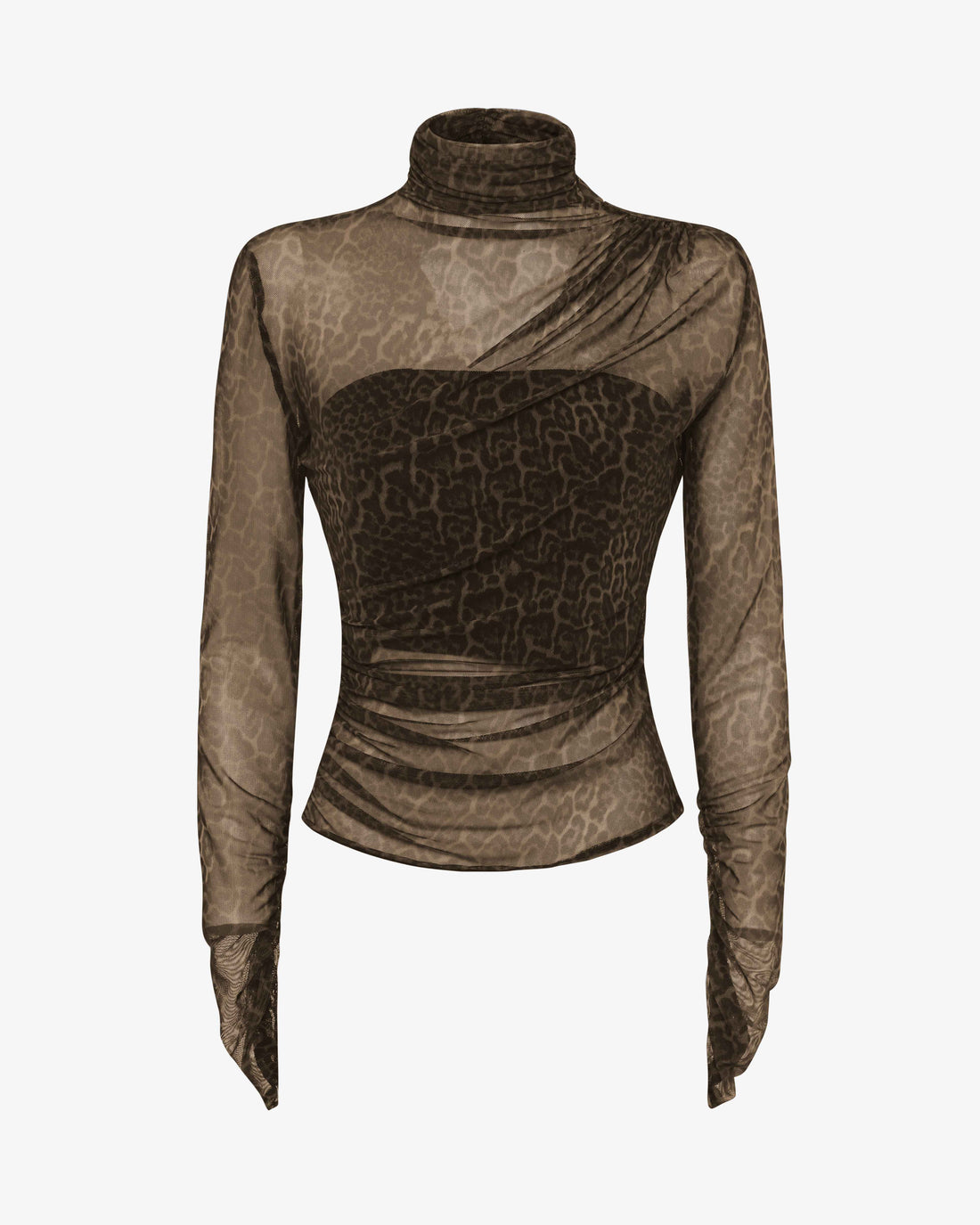 Top a collo alto in rete animalier