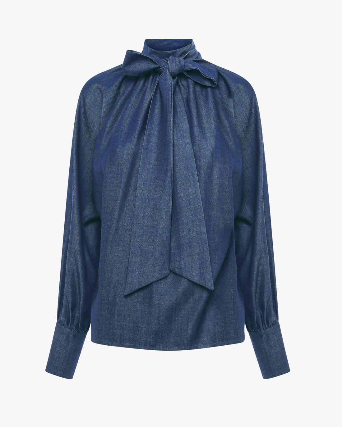 Camicia in denim con collo alto e fusciacca