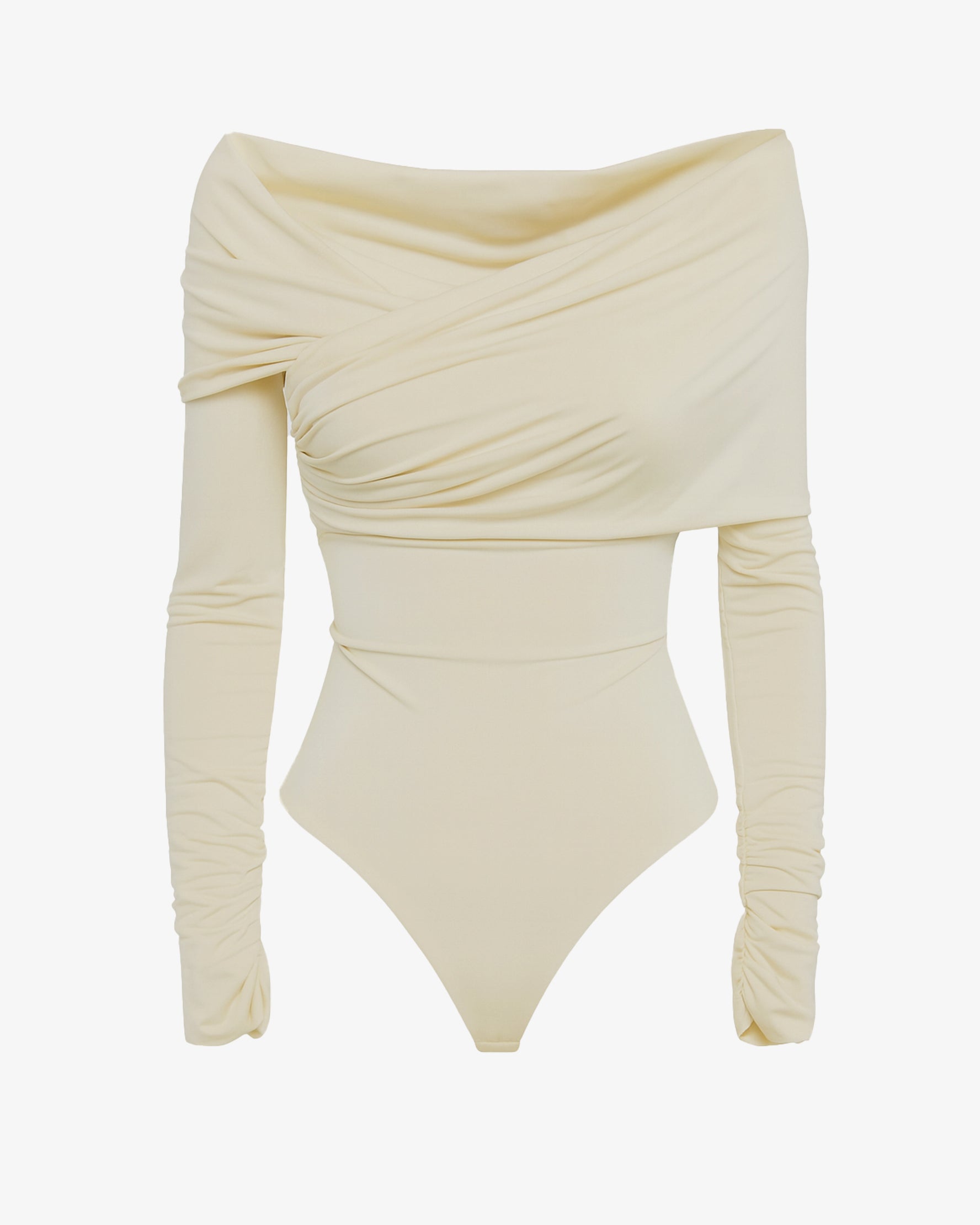 Body con scollo a barca e maniche lunghe in jersey