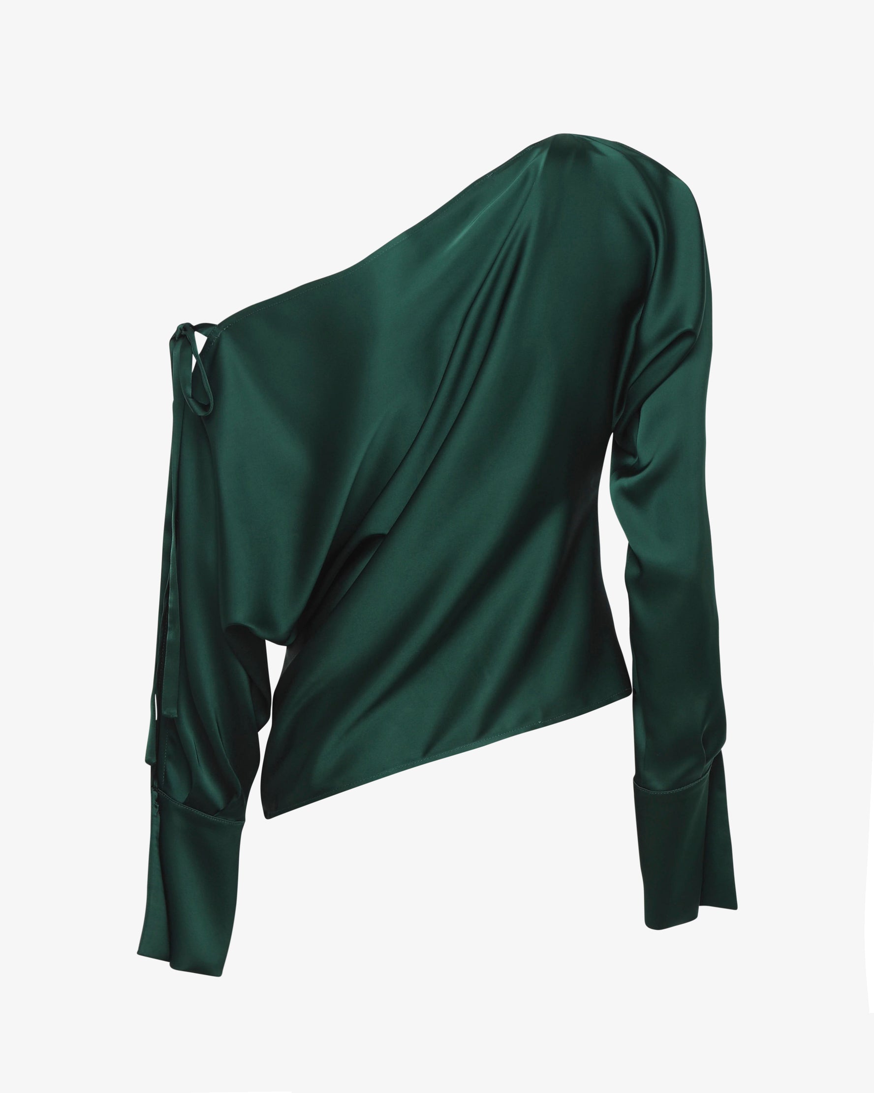 Blusa in satin con spalla scoperta
