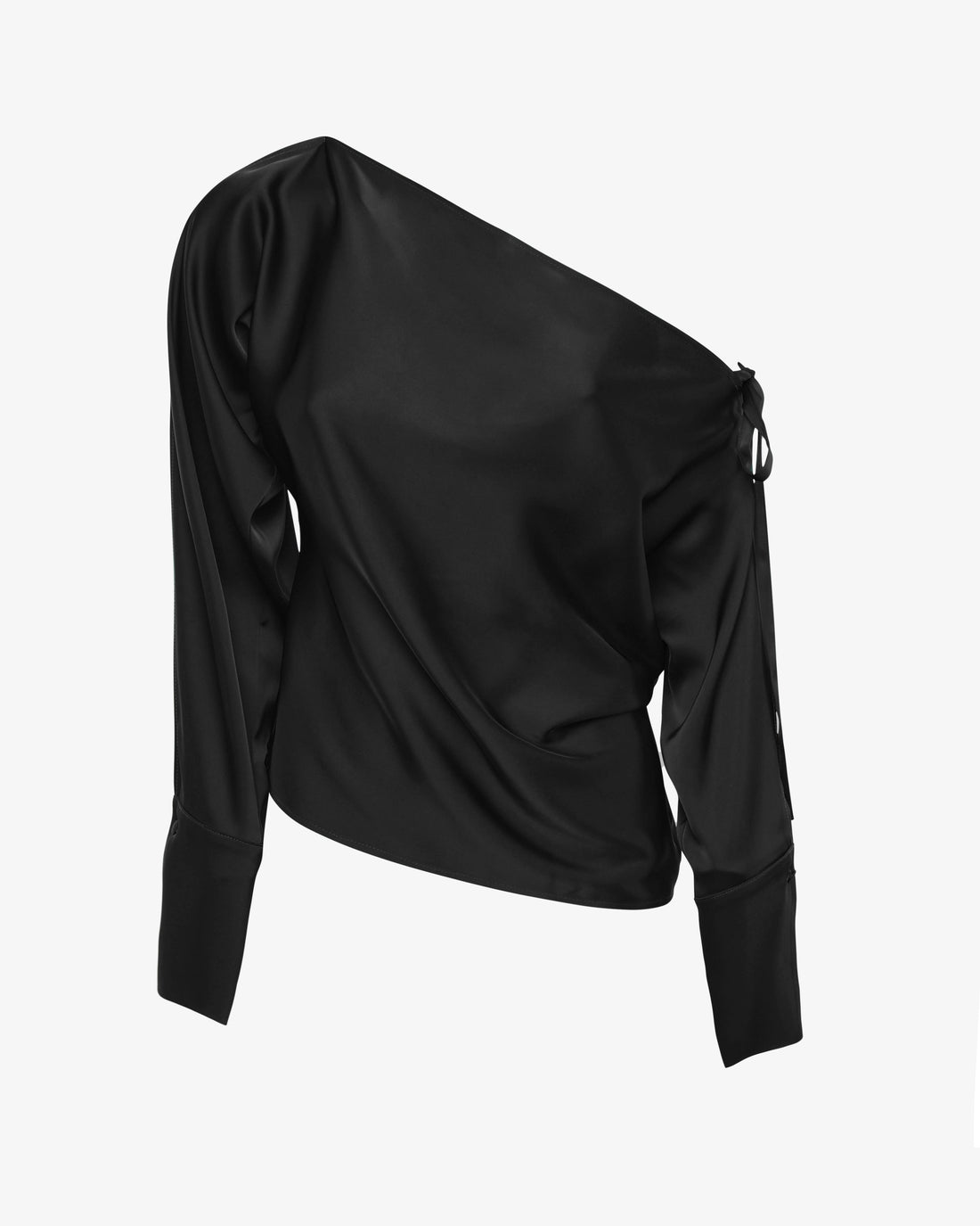 Blusa in satin con spalla scoperta