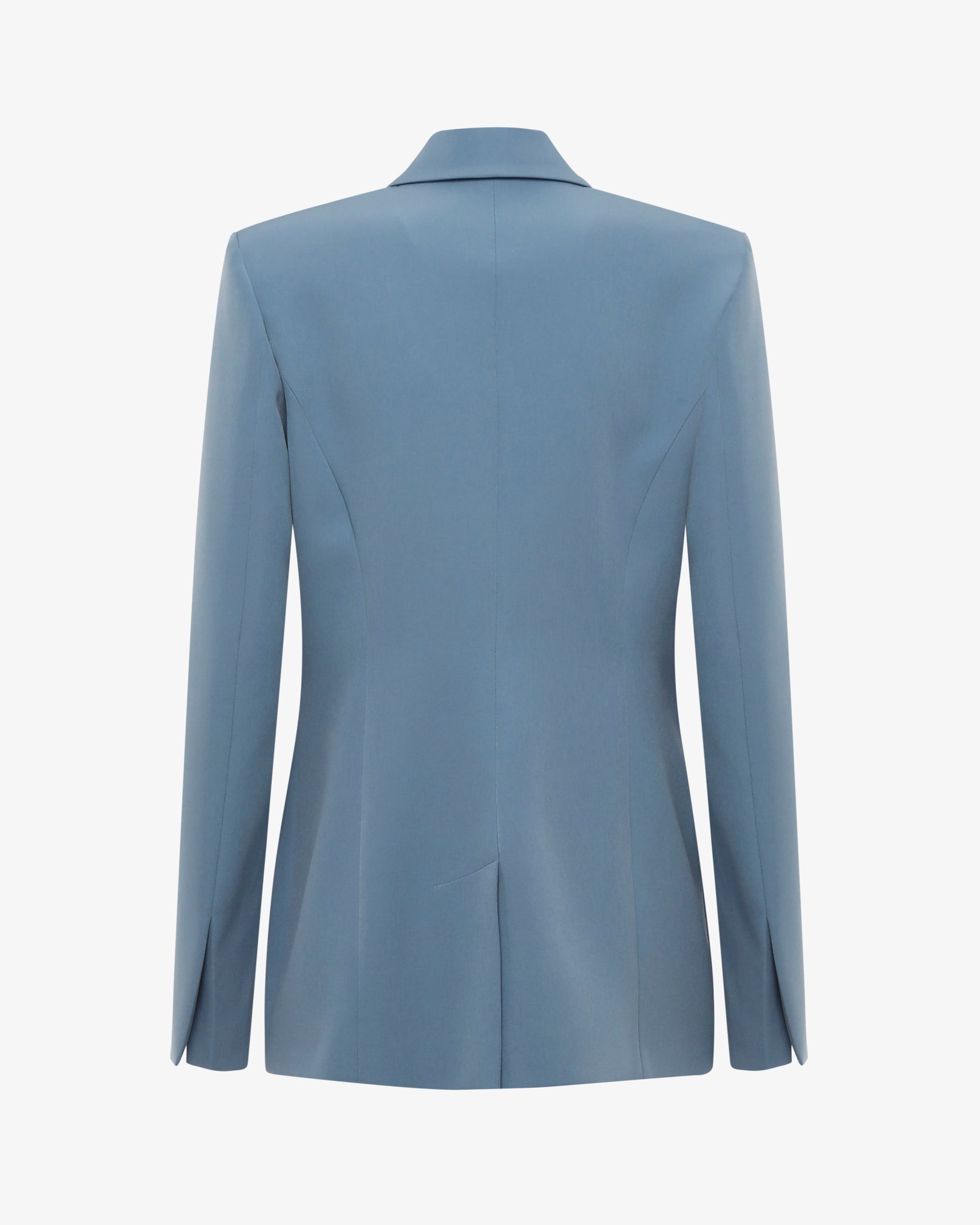Tailleur in tessuto tecnico con giacca doppiopetto e pantalone flare