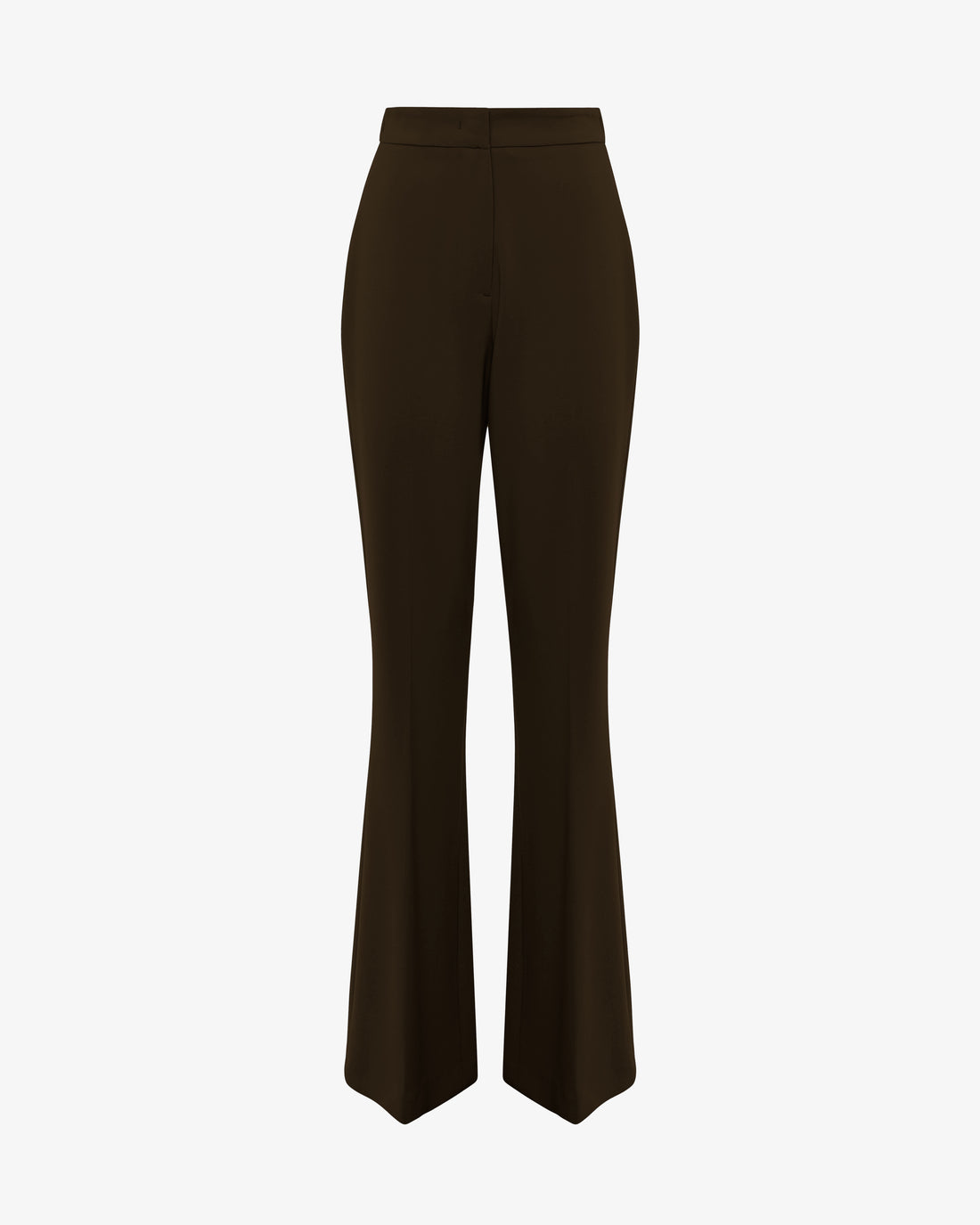 Tailleur in tessuto tecnico con giacca doppiopetto e pantalone flare