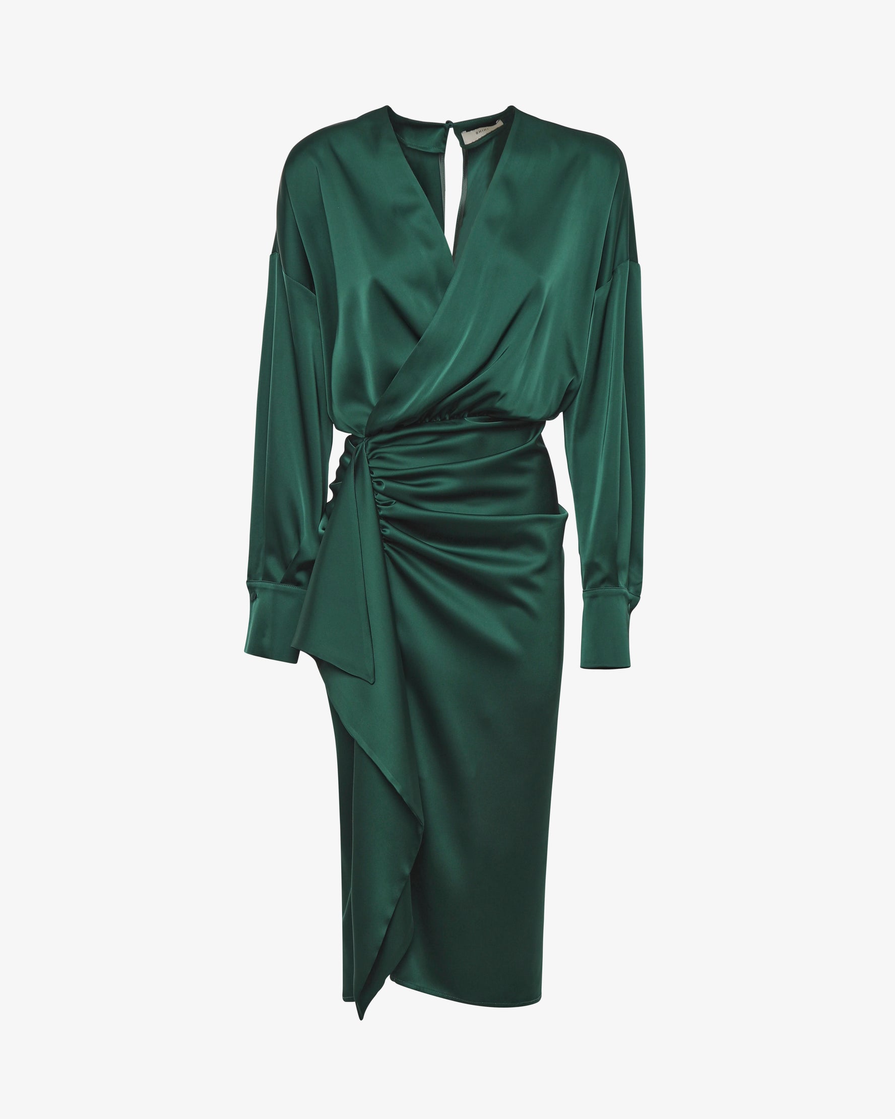 Abito midi in satin con drappeggi