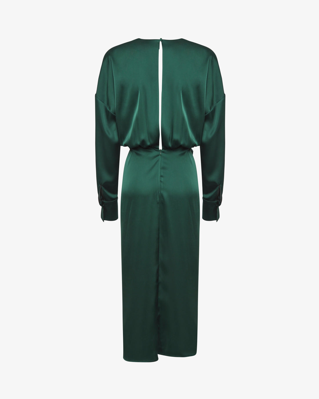 Abito midi in satin con drappeggi