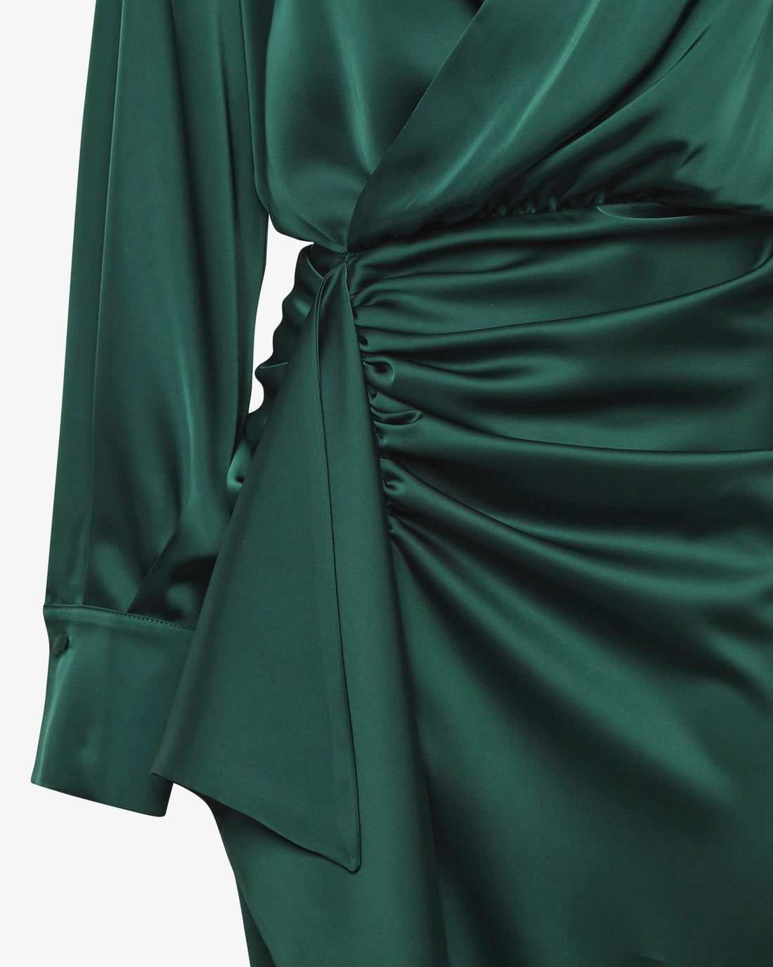 Abito midi in satin con drappeggi