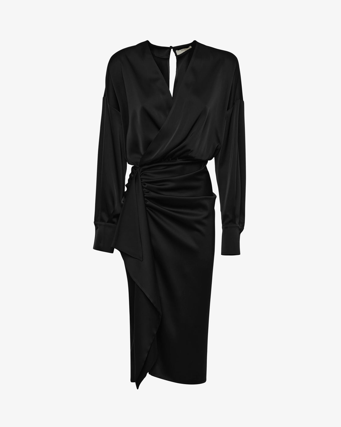 Abito midi in satin con drappeggi