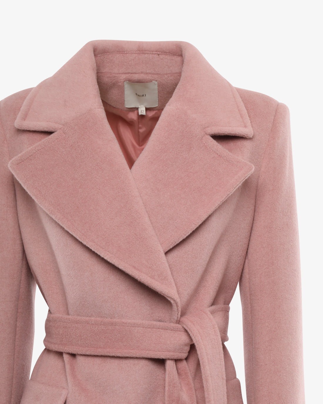 Cappotto doppiopetto in panno con cintura