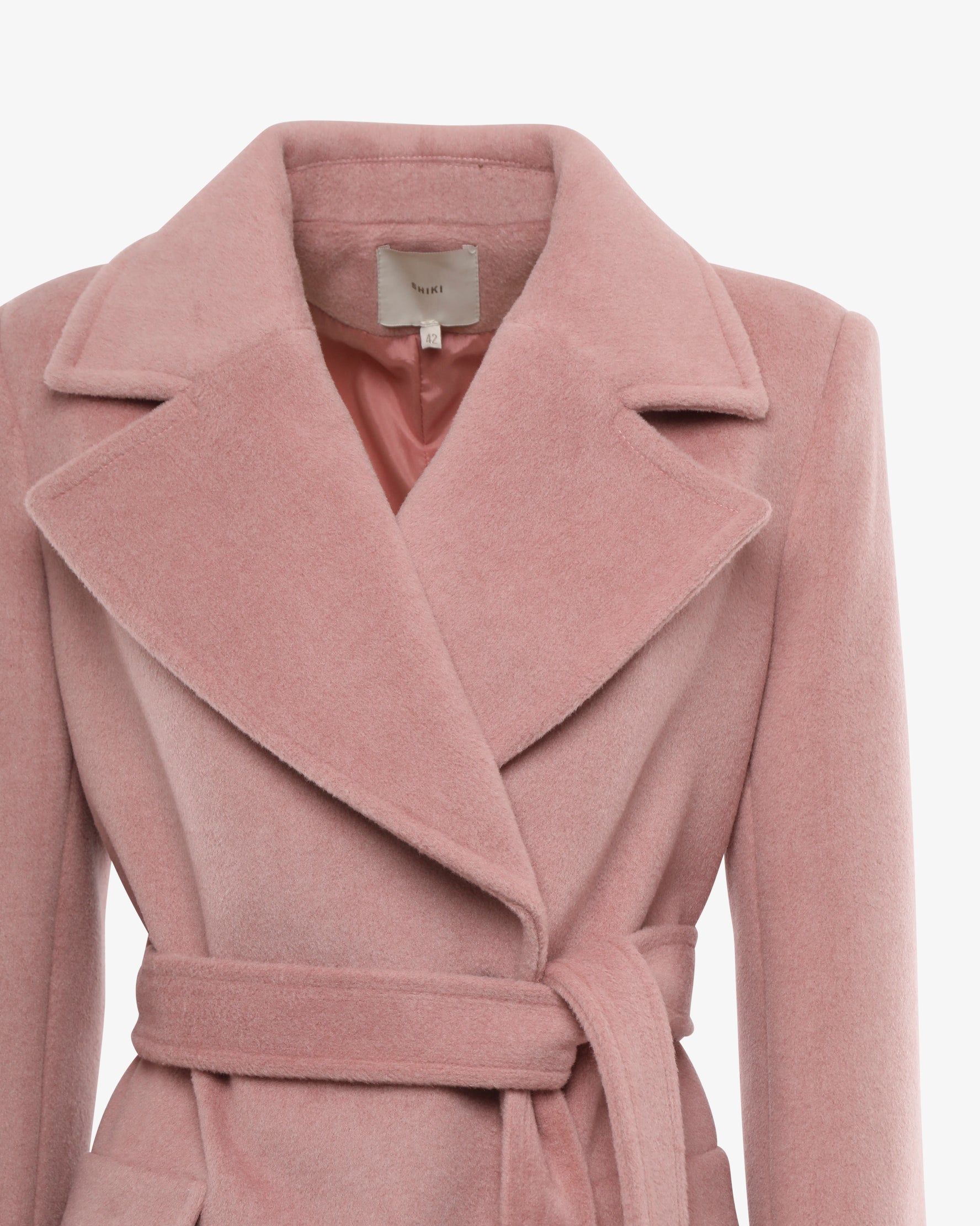 Cappotto doppiopetto in panno con cintura